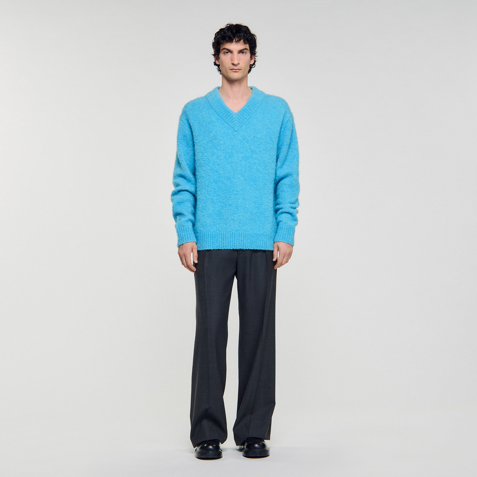 V-neck long-sleeve sweater