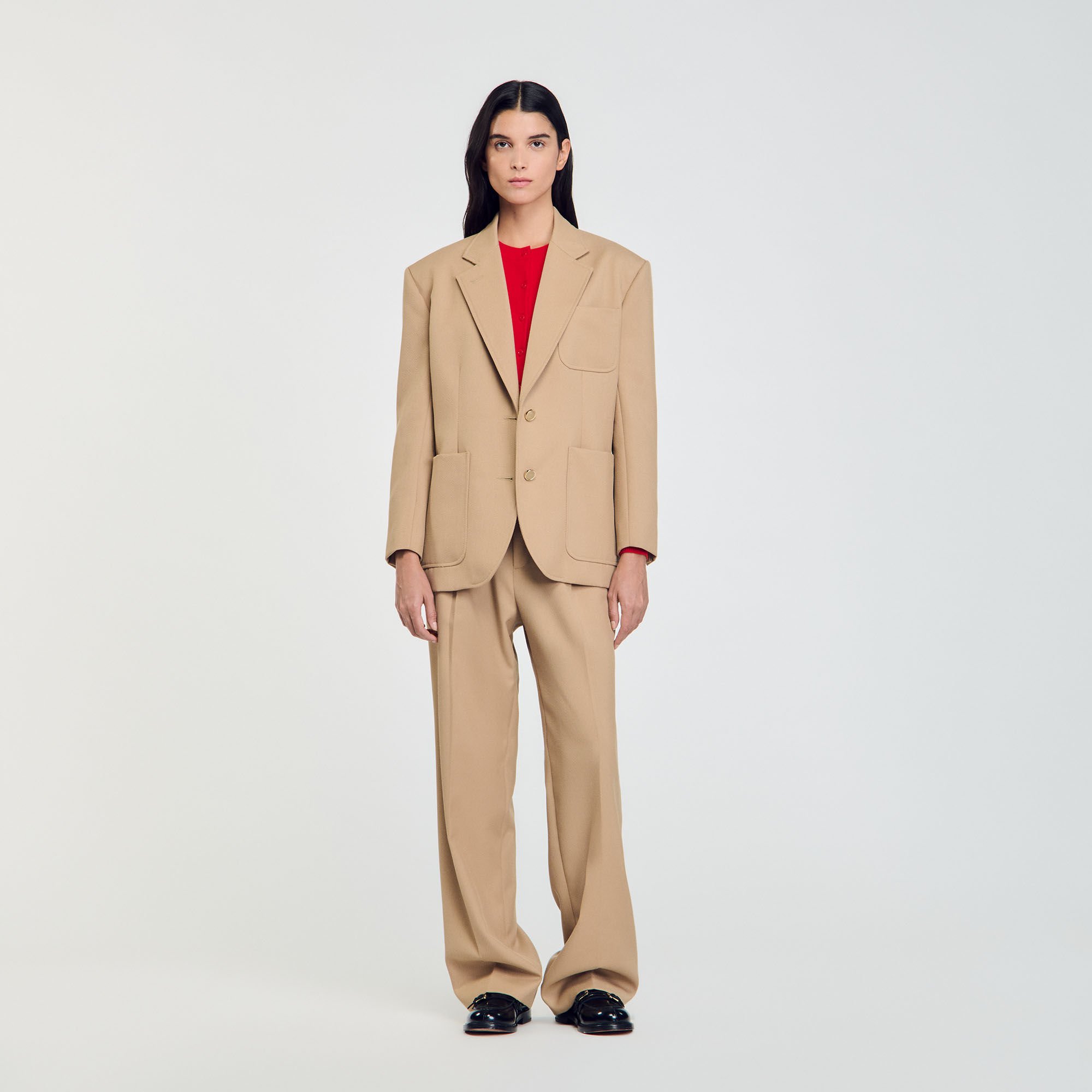 Slim-fit suit jacket white / beige For Women | Sandro Paris Slim-fit suit jacket white / beige For Women | Sandro Paris