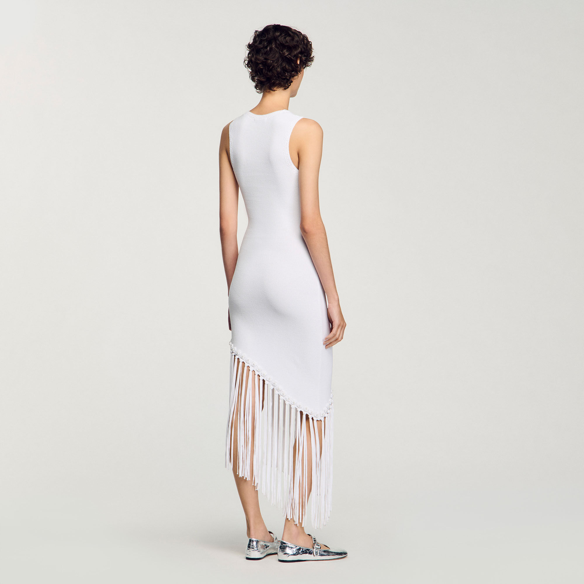 Fringed crochet maxi dress