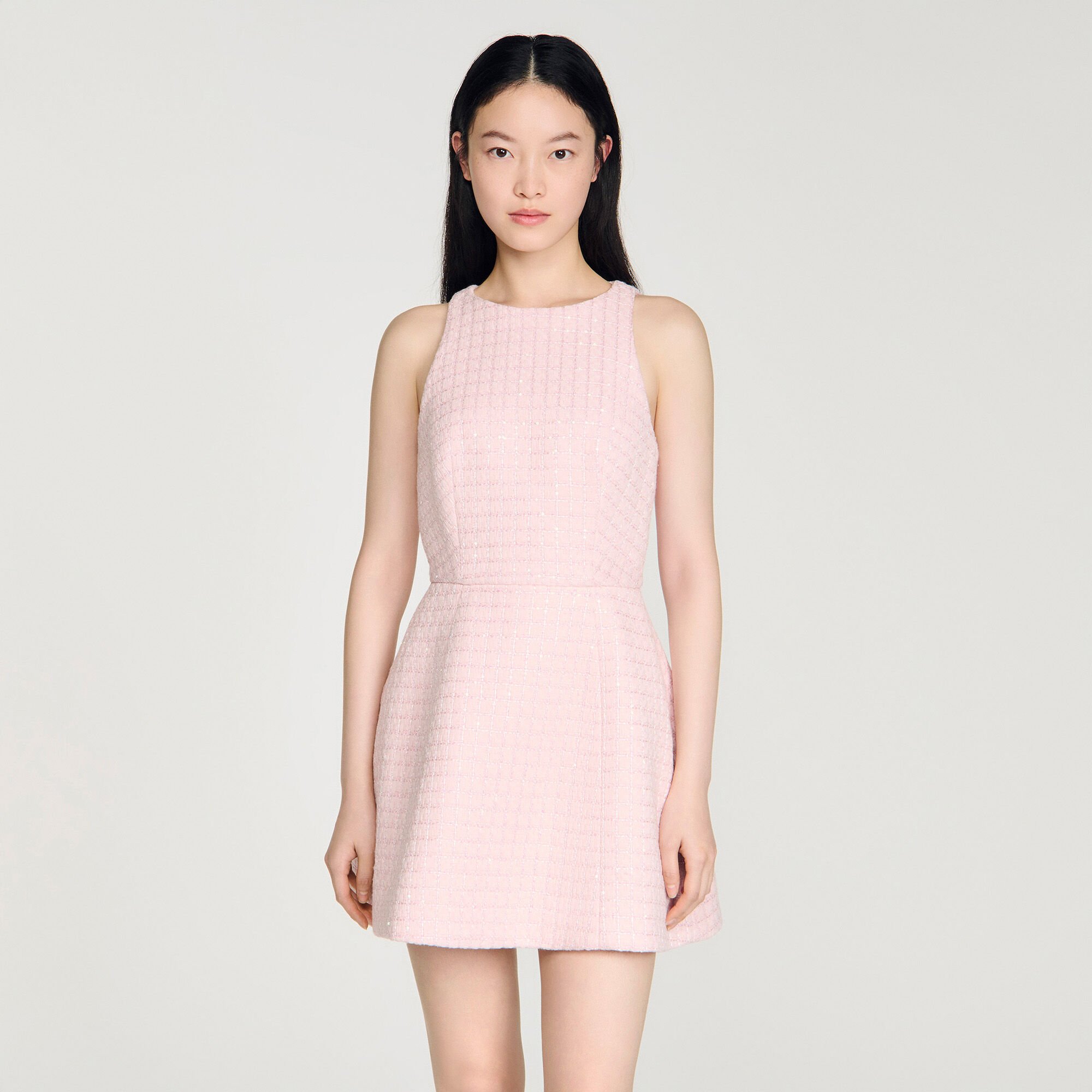 Sequin tweed mini dress