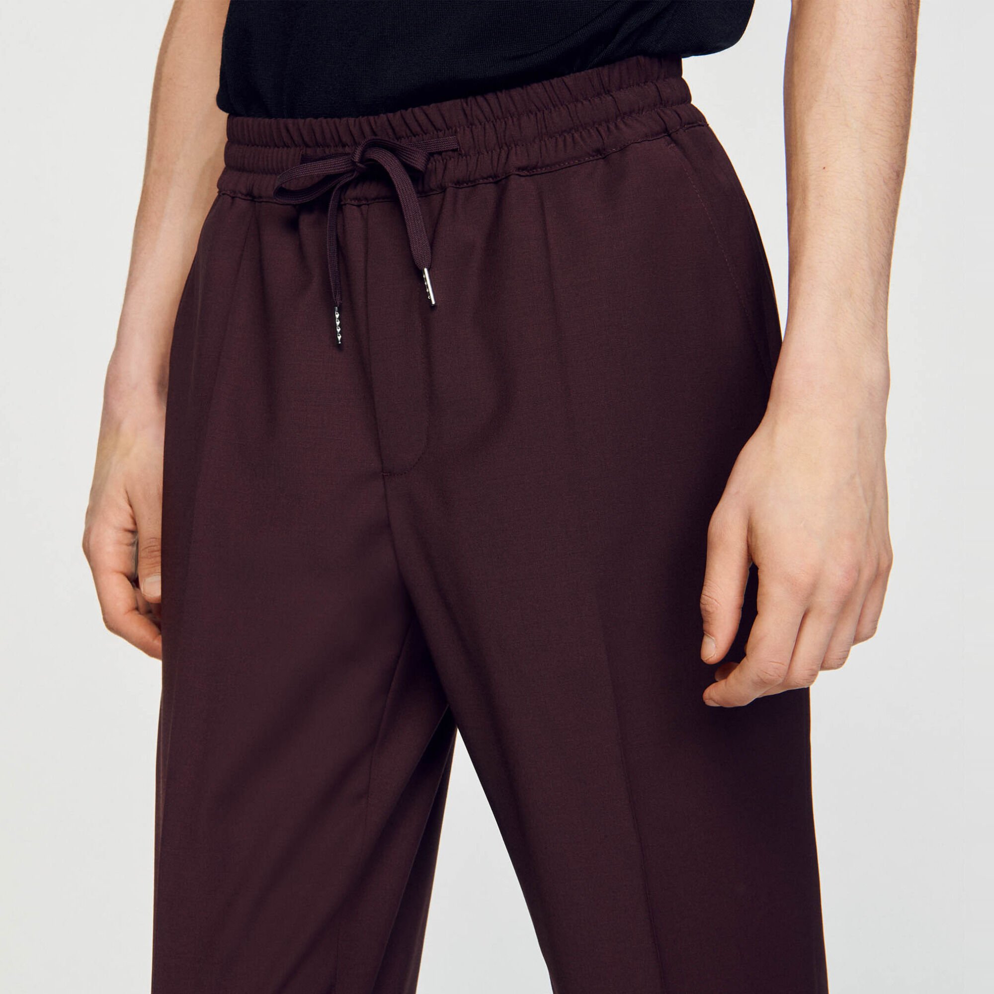 Elasticated straight-leg trousers