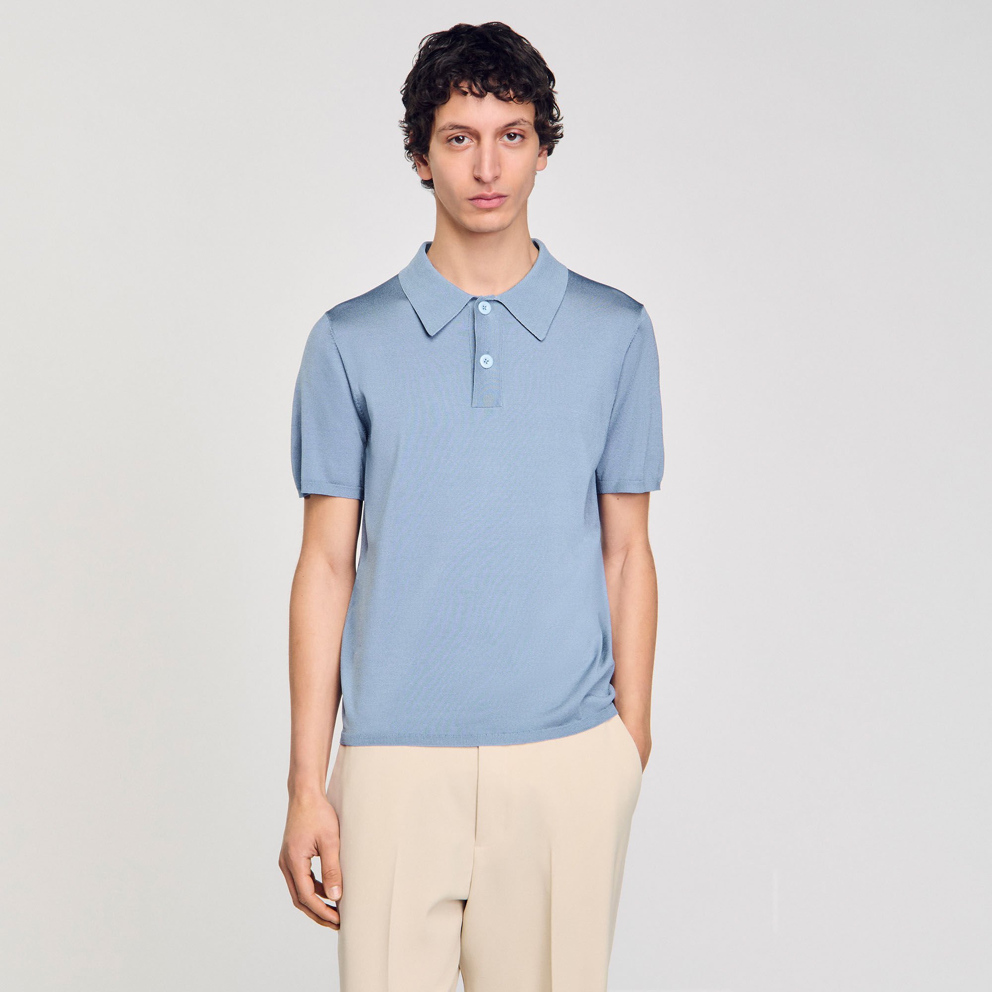 Short-sleeve knitted polo shirt