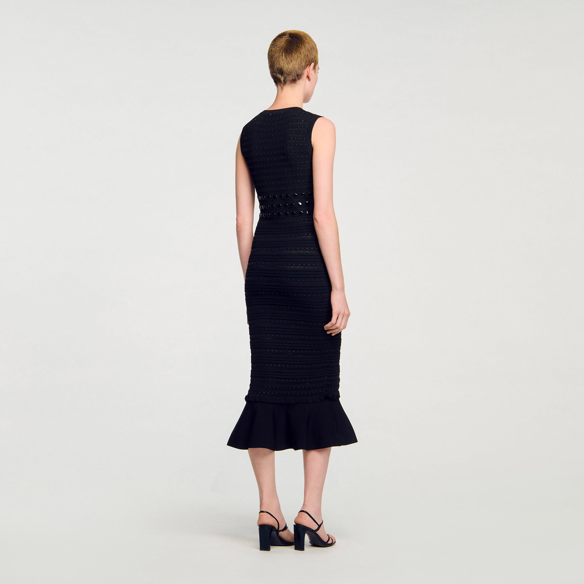 Knit midi dress with studs