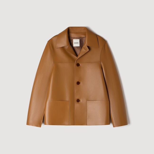 Buttoned lambskin jacket