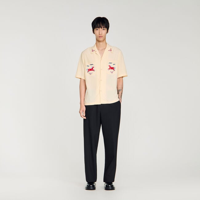 Embroidered horse loose-fit shirt