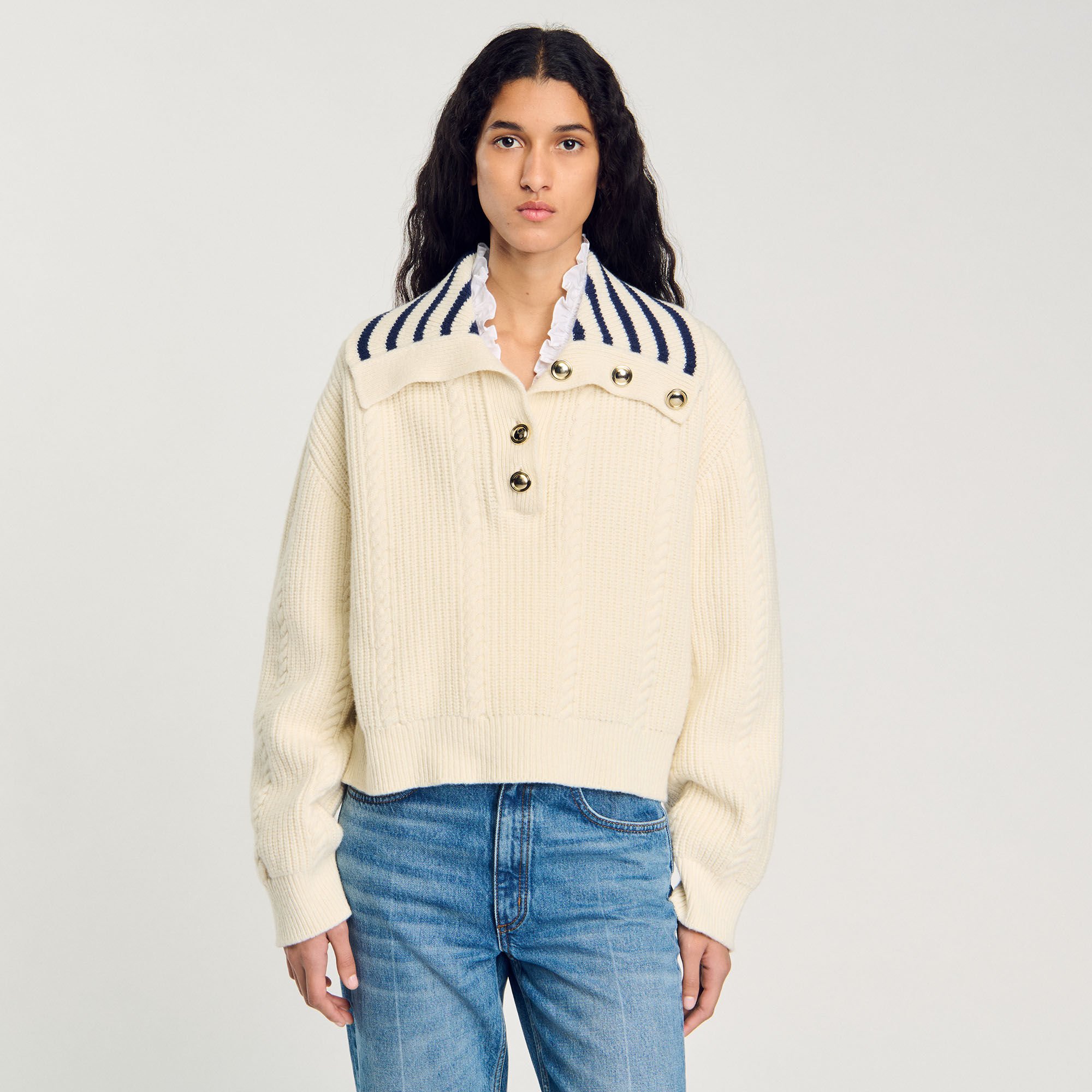 Stripy Sailor-Neck Sweater