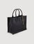Leather tote bag with chain jewelry