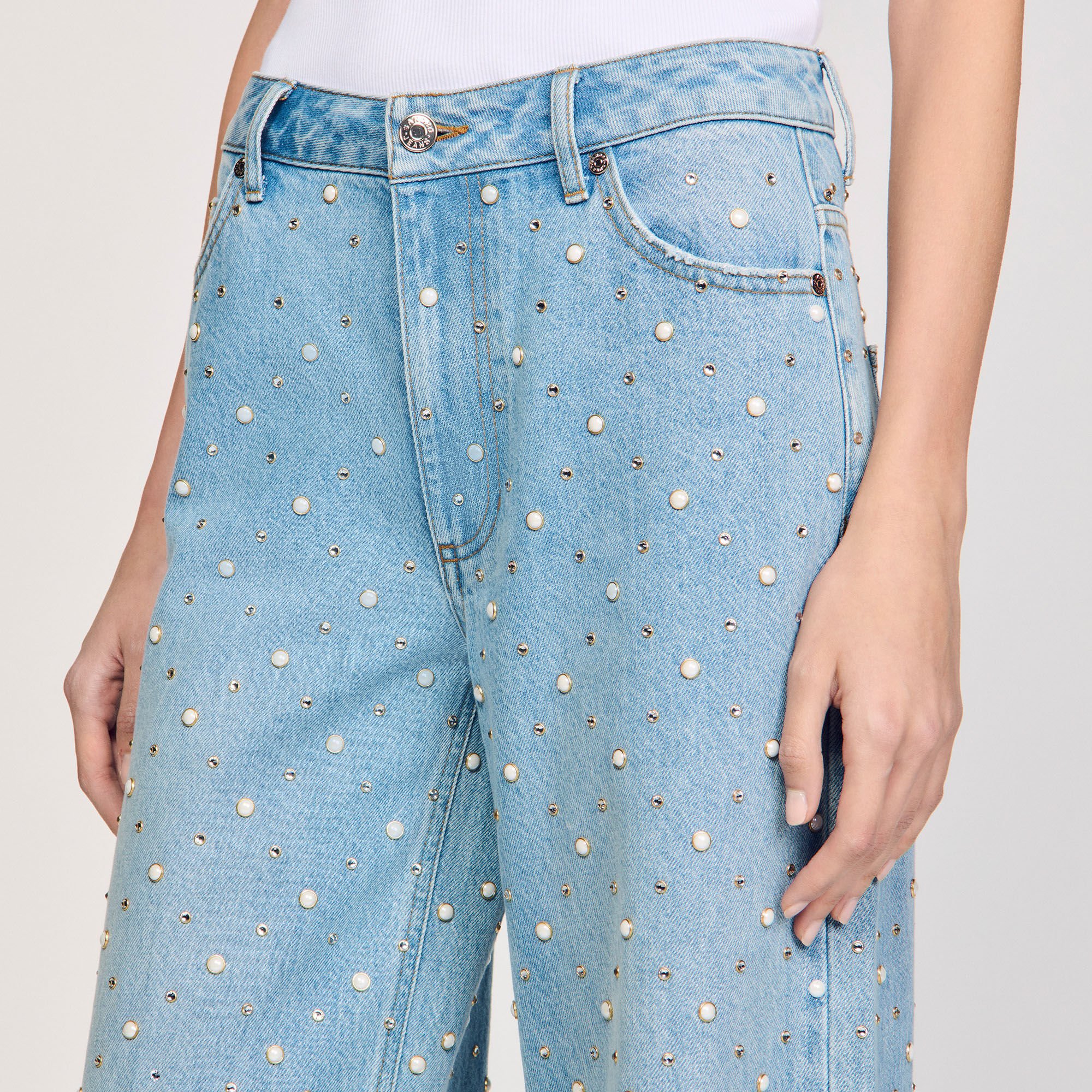 Rhinestone and beaded jeans