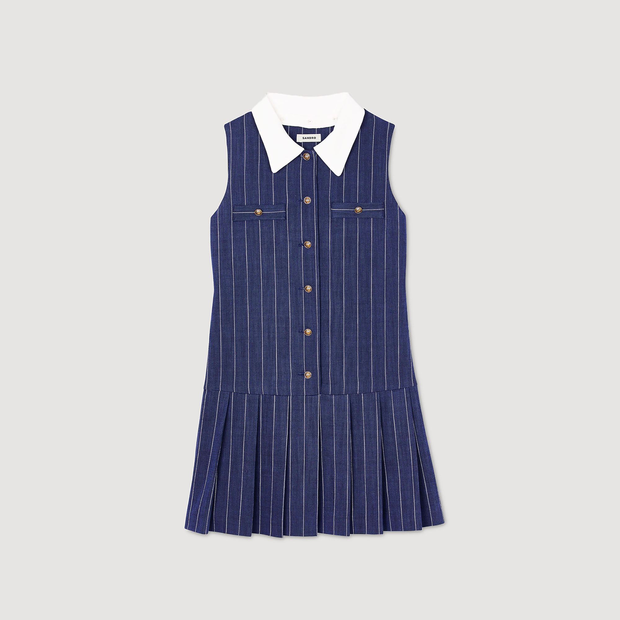 Mini striped dress blue For Women | Sandro Paris Mini striped dress blue For Women | Sandro Paris