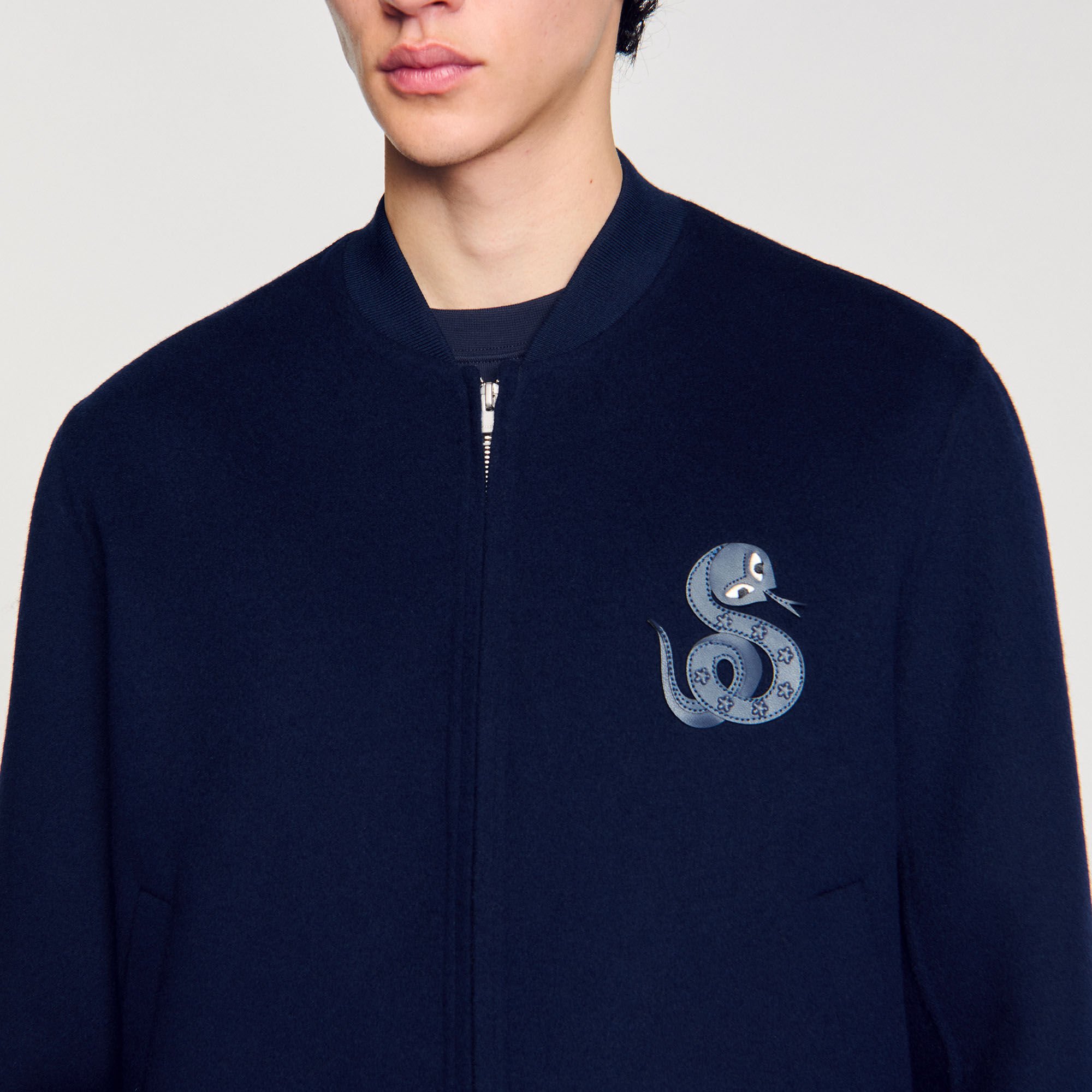 Double-faced snake-detail jacket