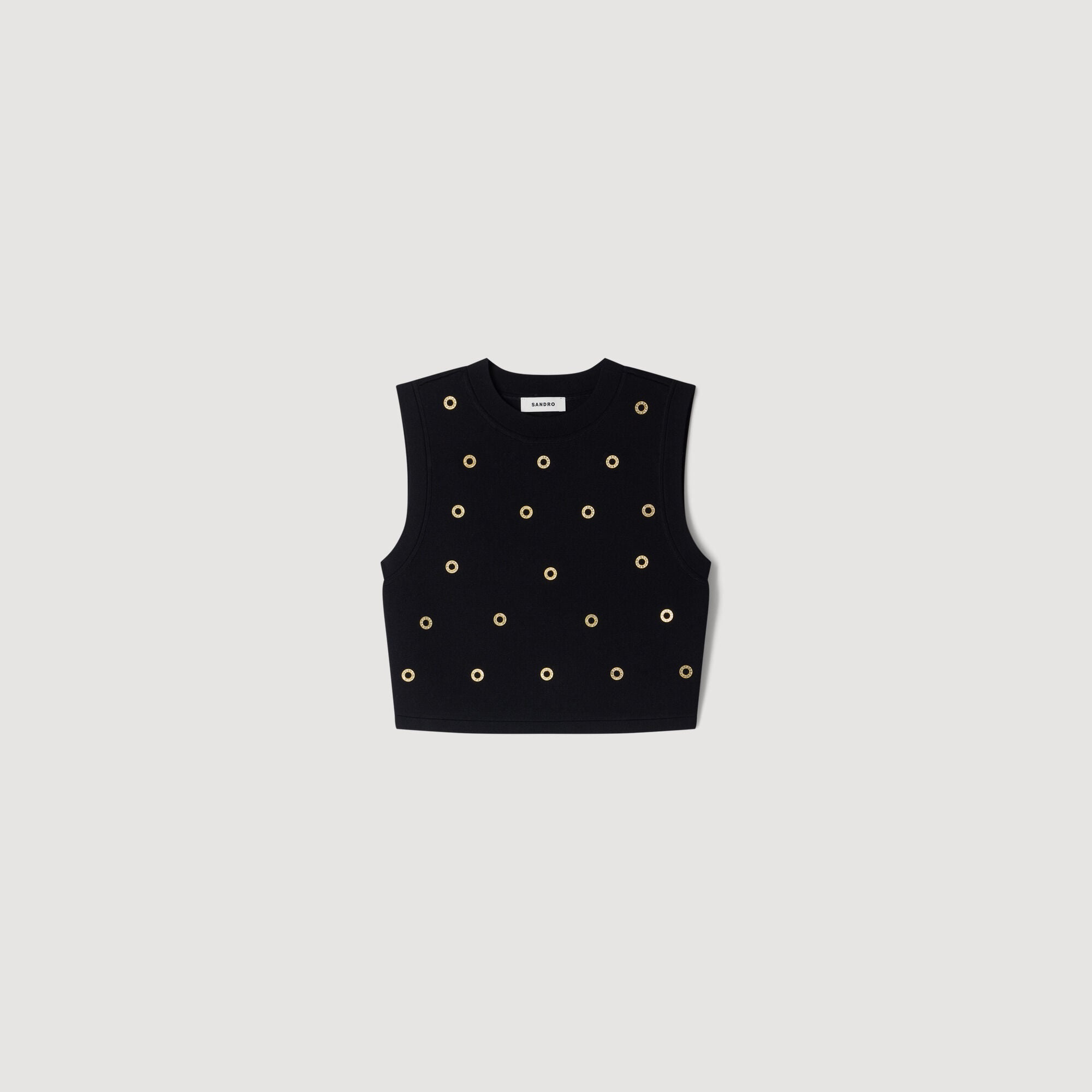 Studded knit top in Black for Women | Sandro Paris