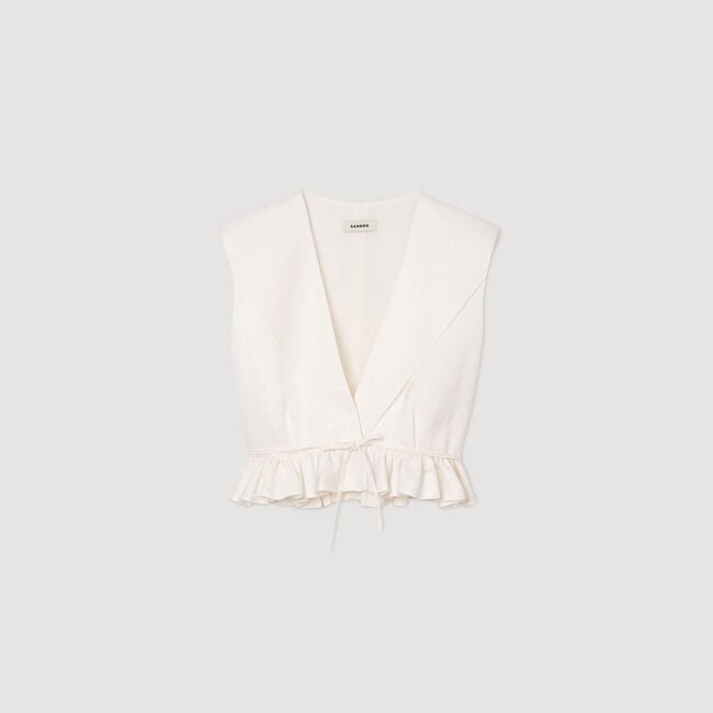 Ruffled V-neck crop top