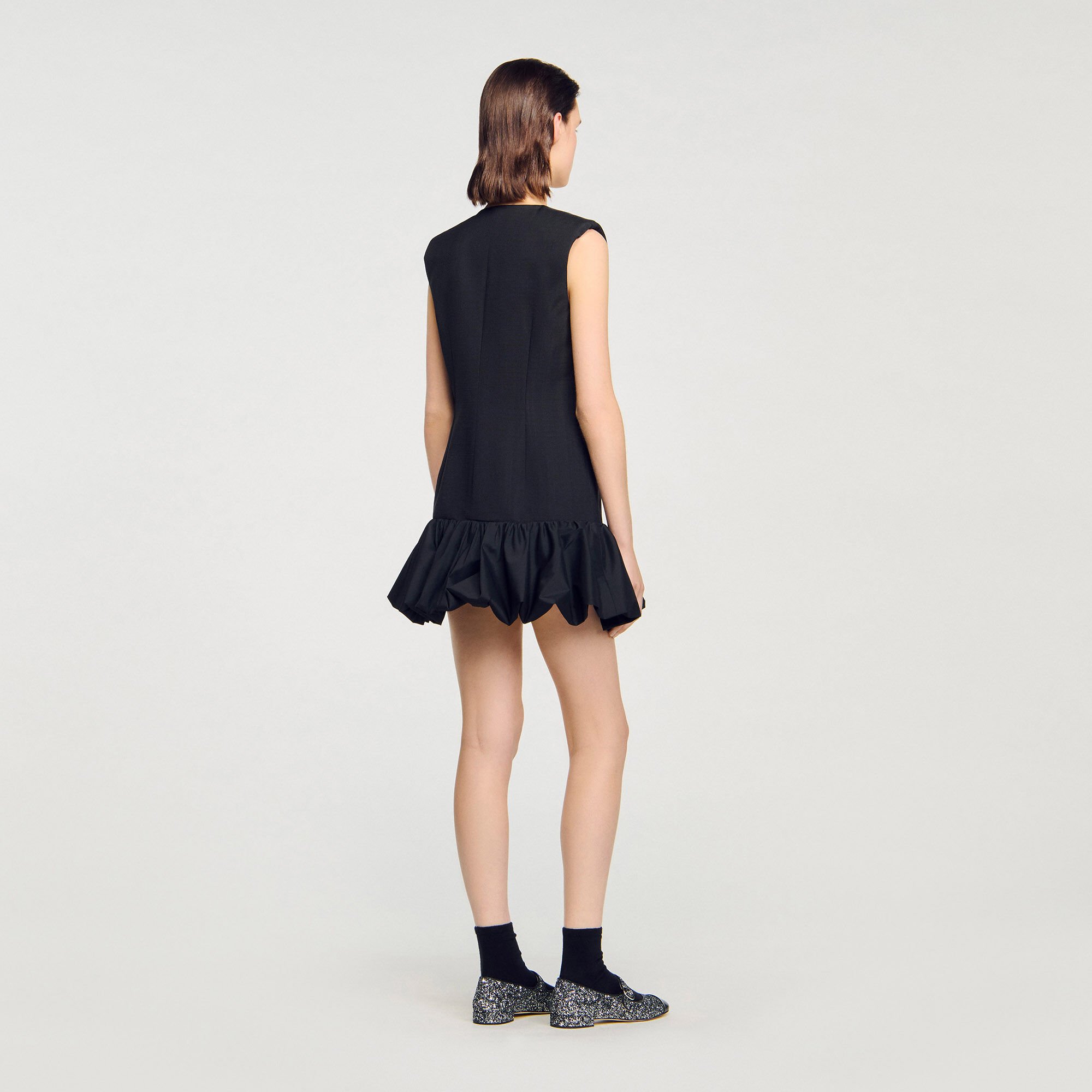 Mini tailored dress with ruffle