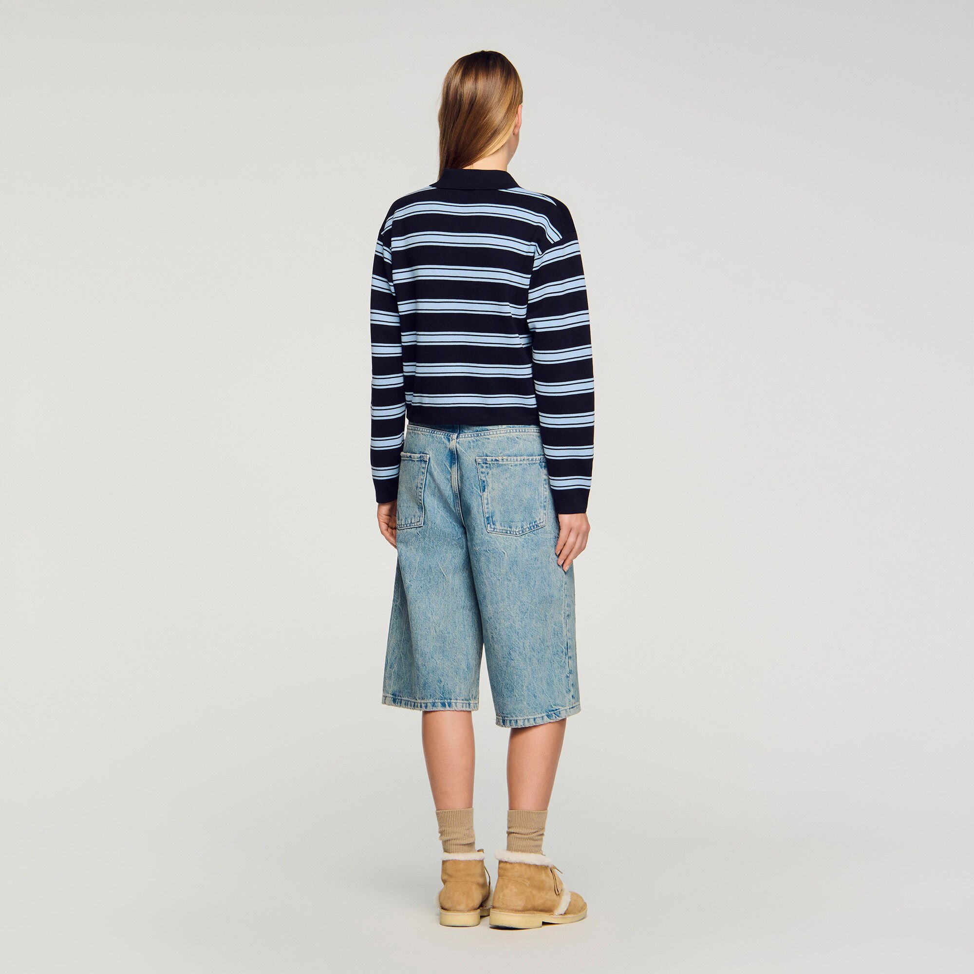 Striped polo sweater