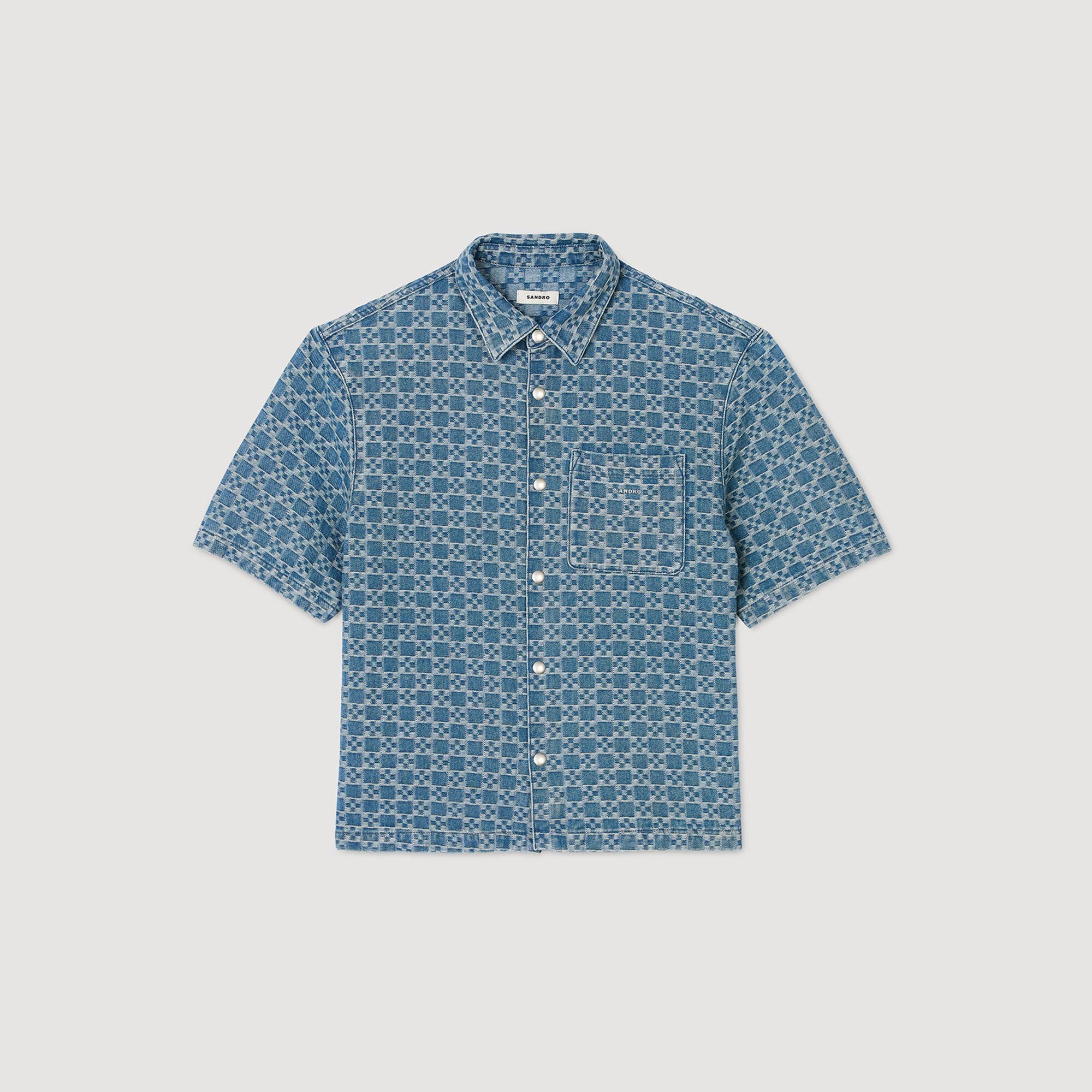 Square cross denim shirt