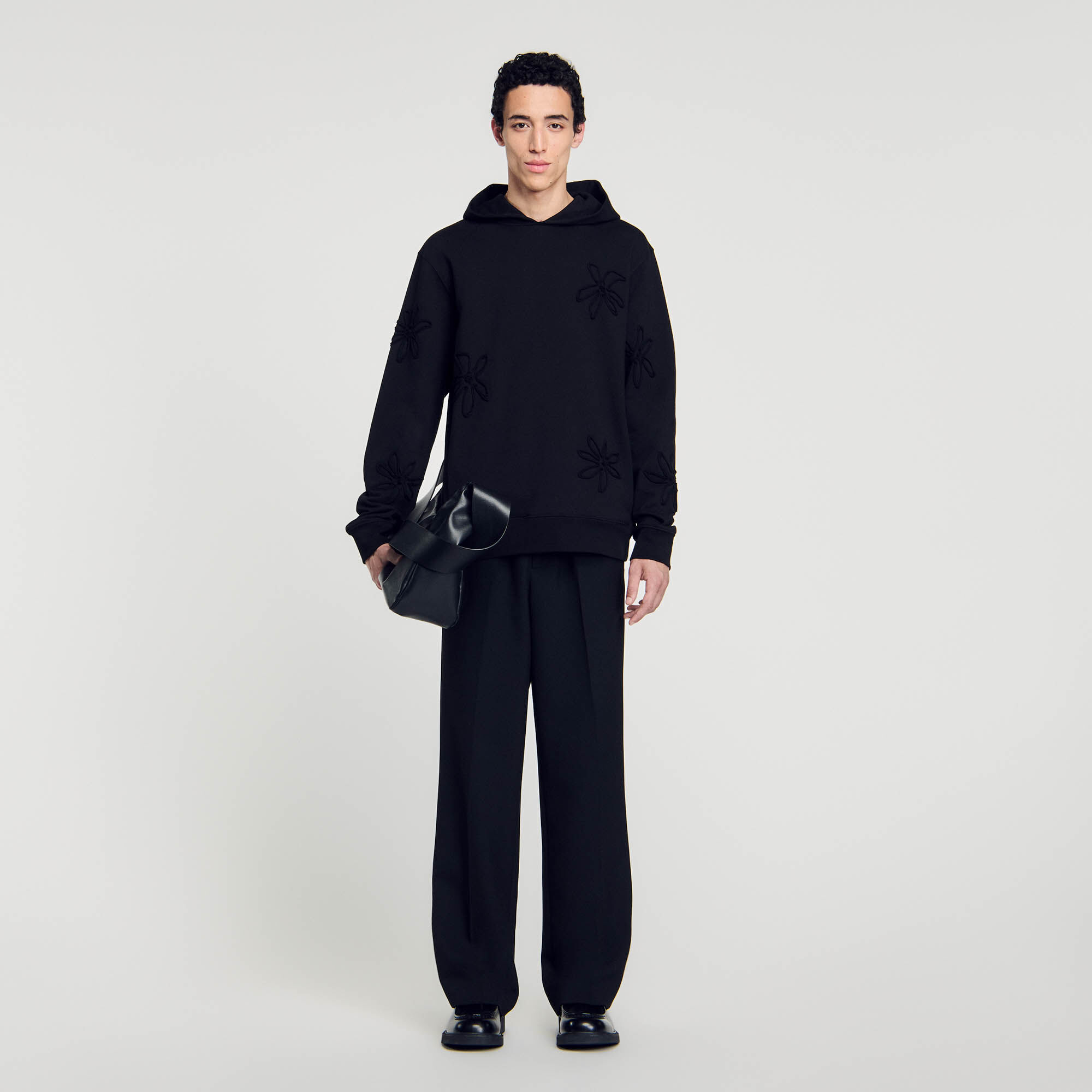 Floral hoodie black / gray for Men | Sandro Paris