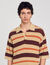 Striped knit polo shirt