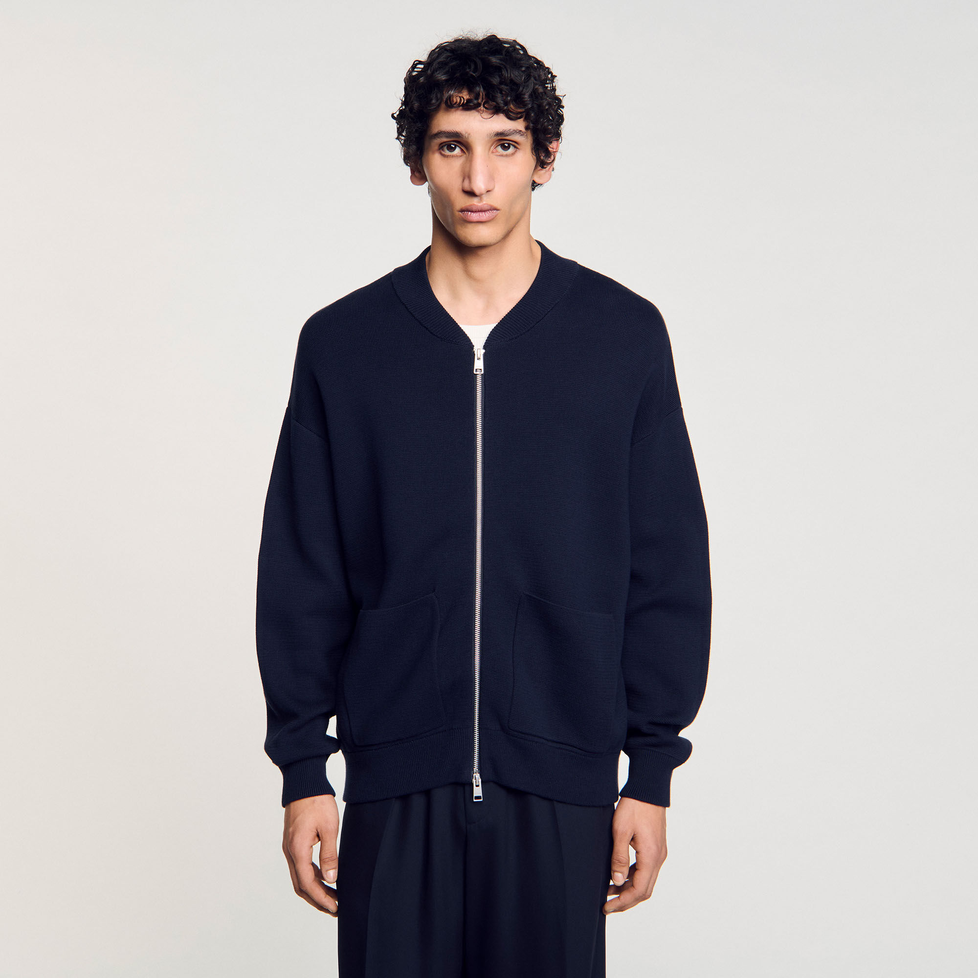 SANDRO ニットジャケット Knit jacket blue for Men | Sandro Paris