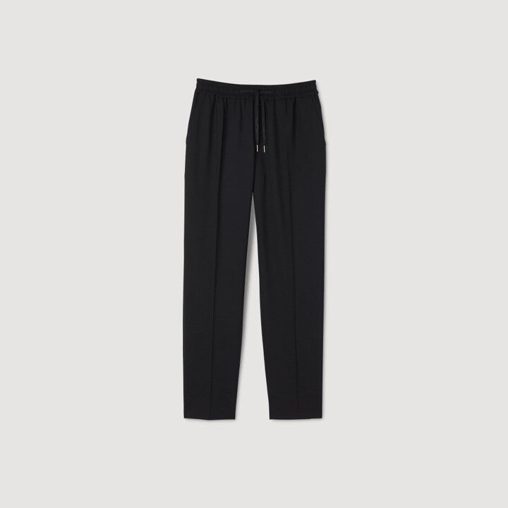 Classic Rayon Tricotine Drawstring Trouser in Black – OVERCOAT