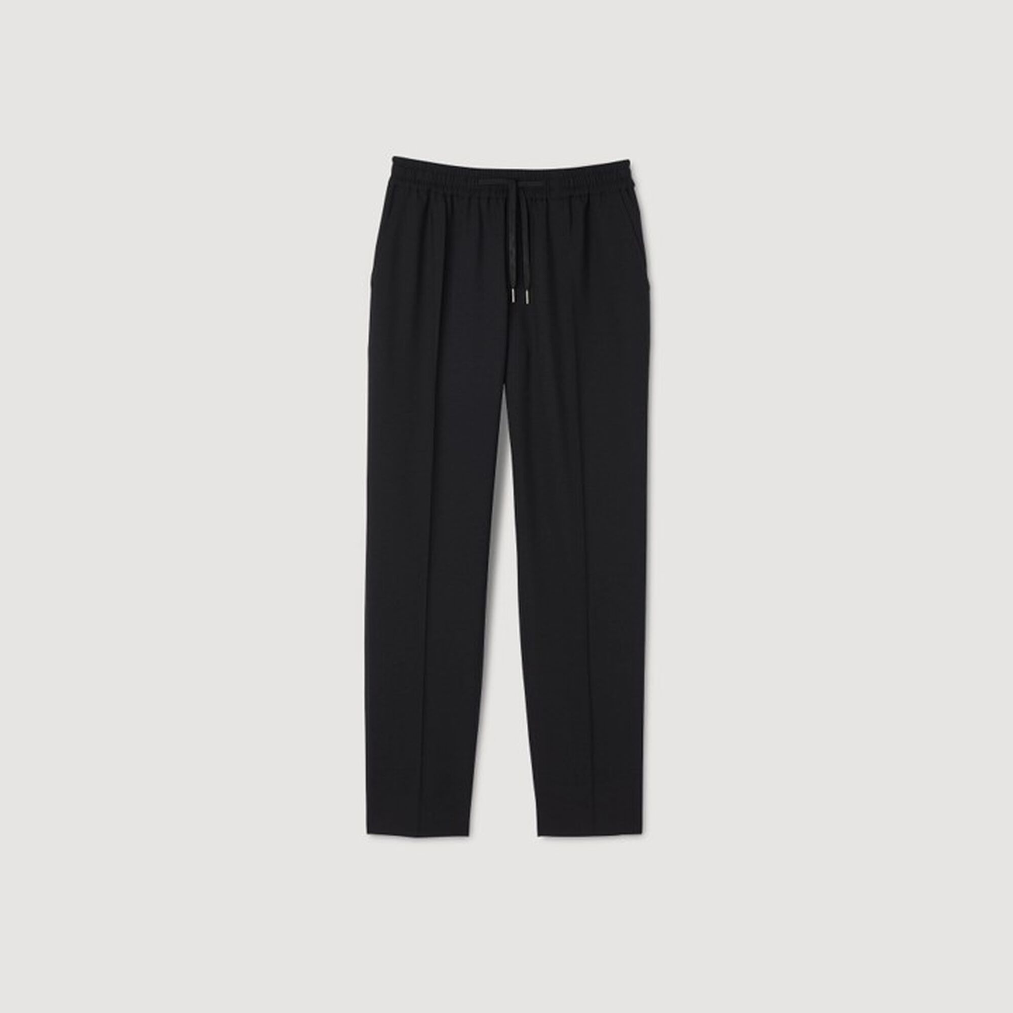 Elasticated straight-leg trousers