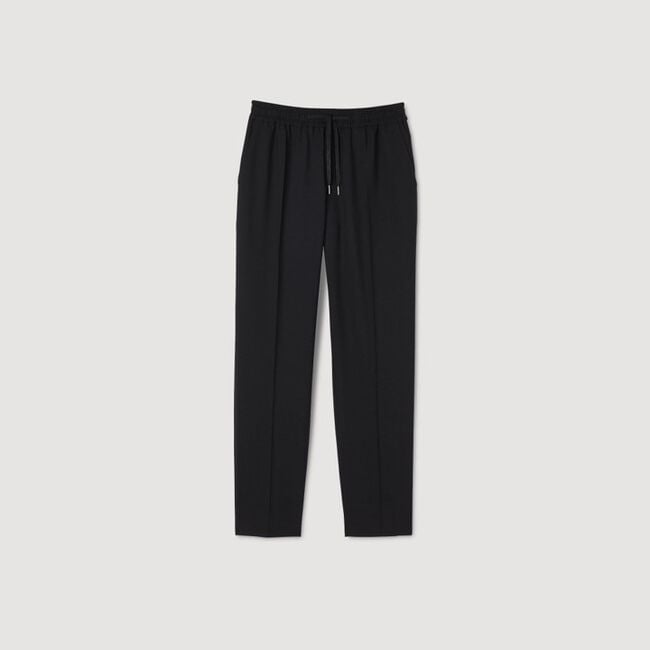 Elasticated straight-leg trousers