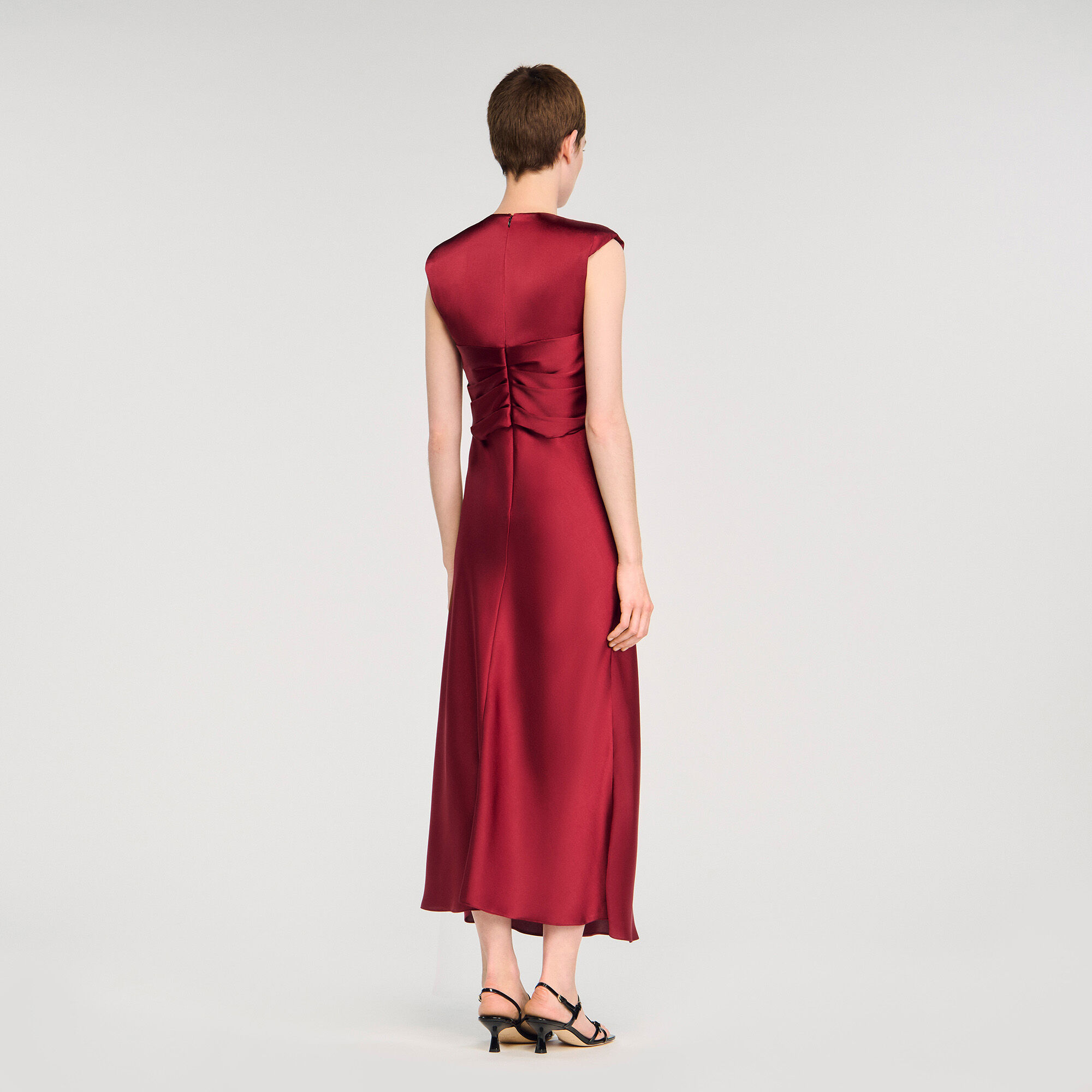V-neck maxi dress red For Women | Sandro Paris