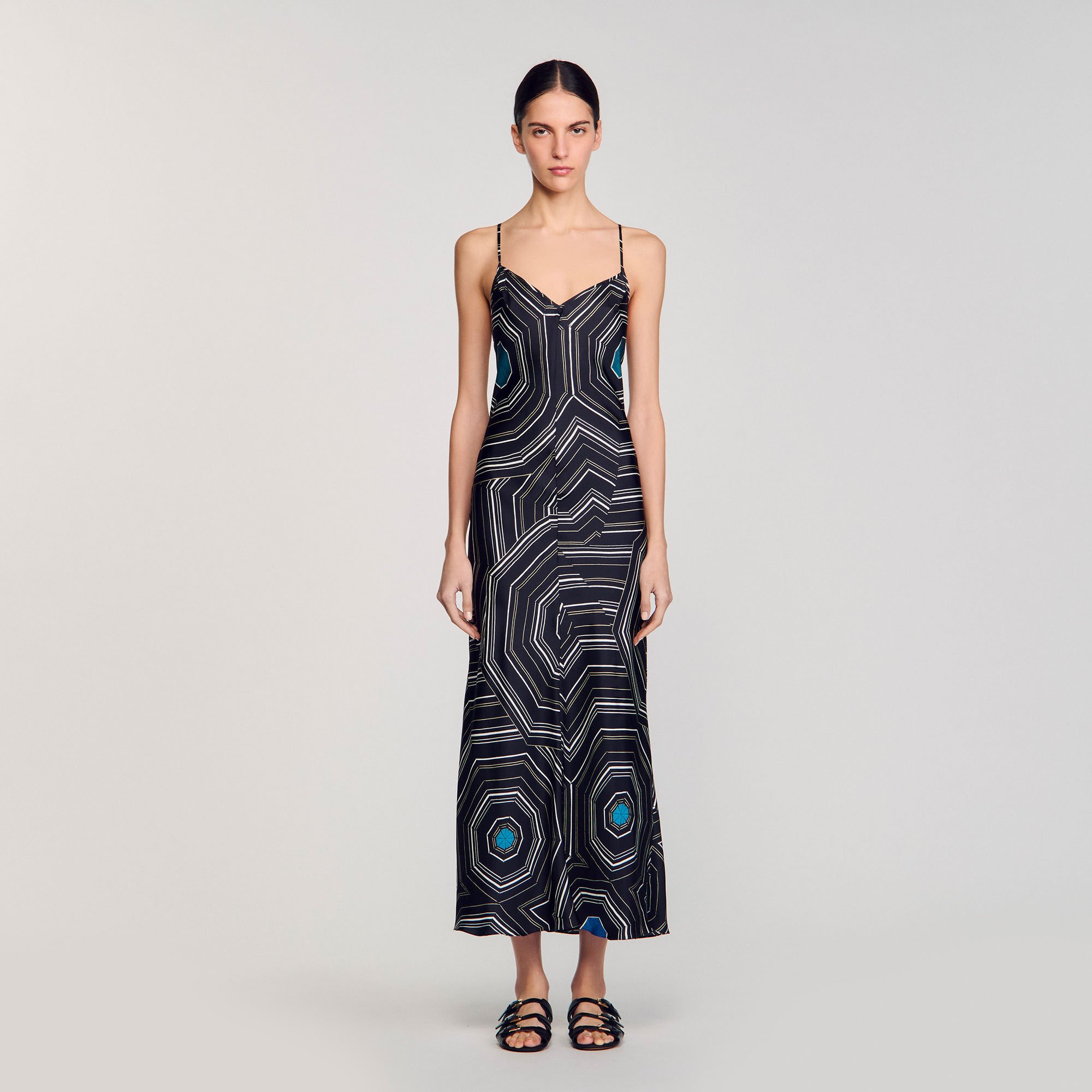 Patterned silk maxi dress