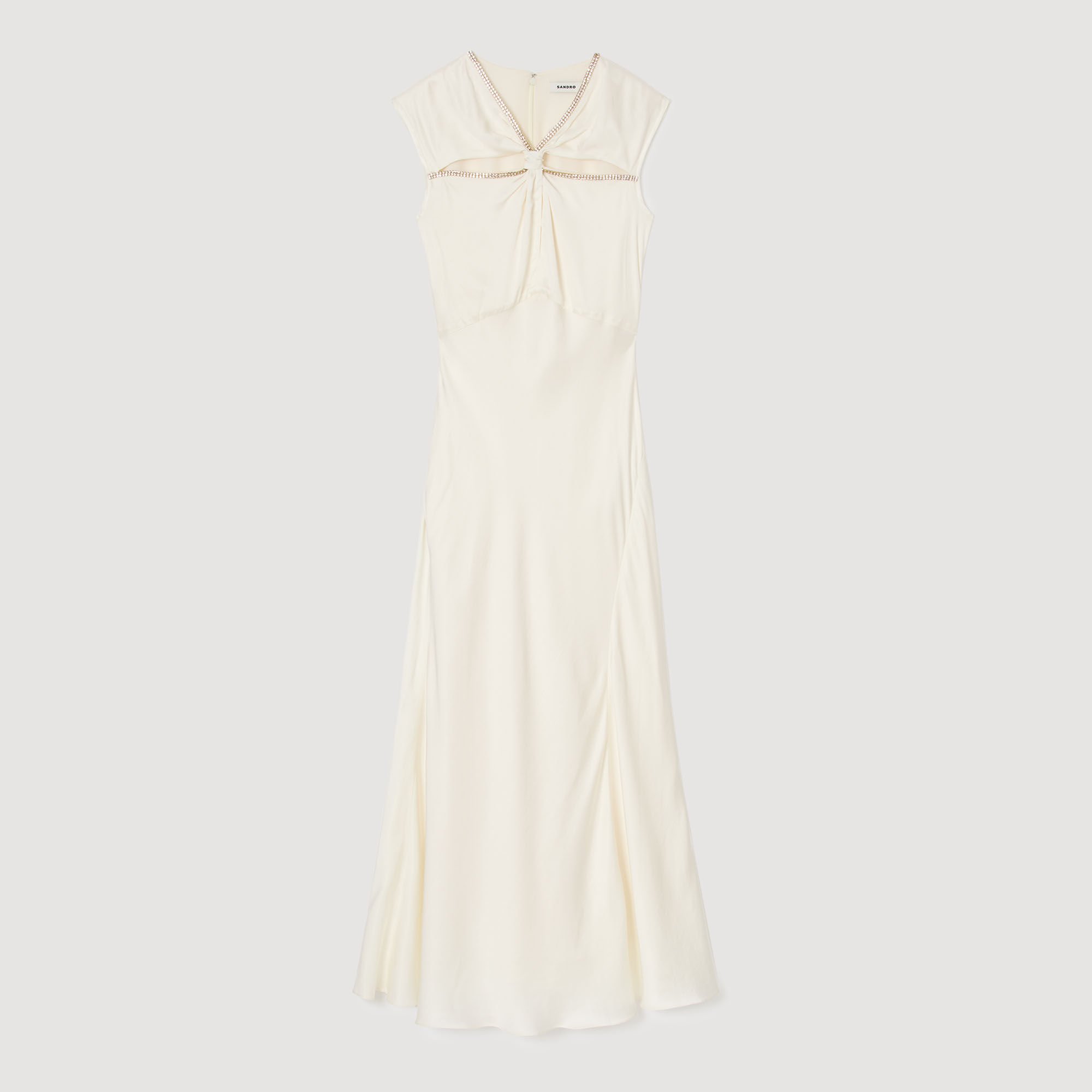 Satin maxi dress with rhinestones