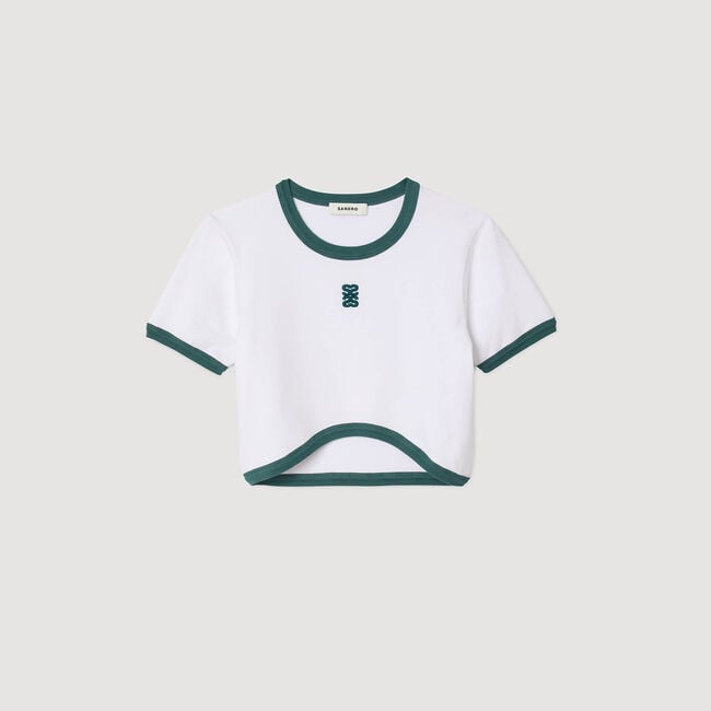 Two-tone cropped T-shirt