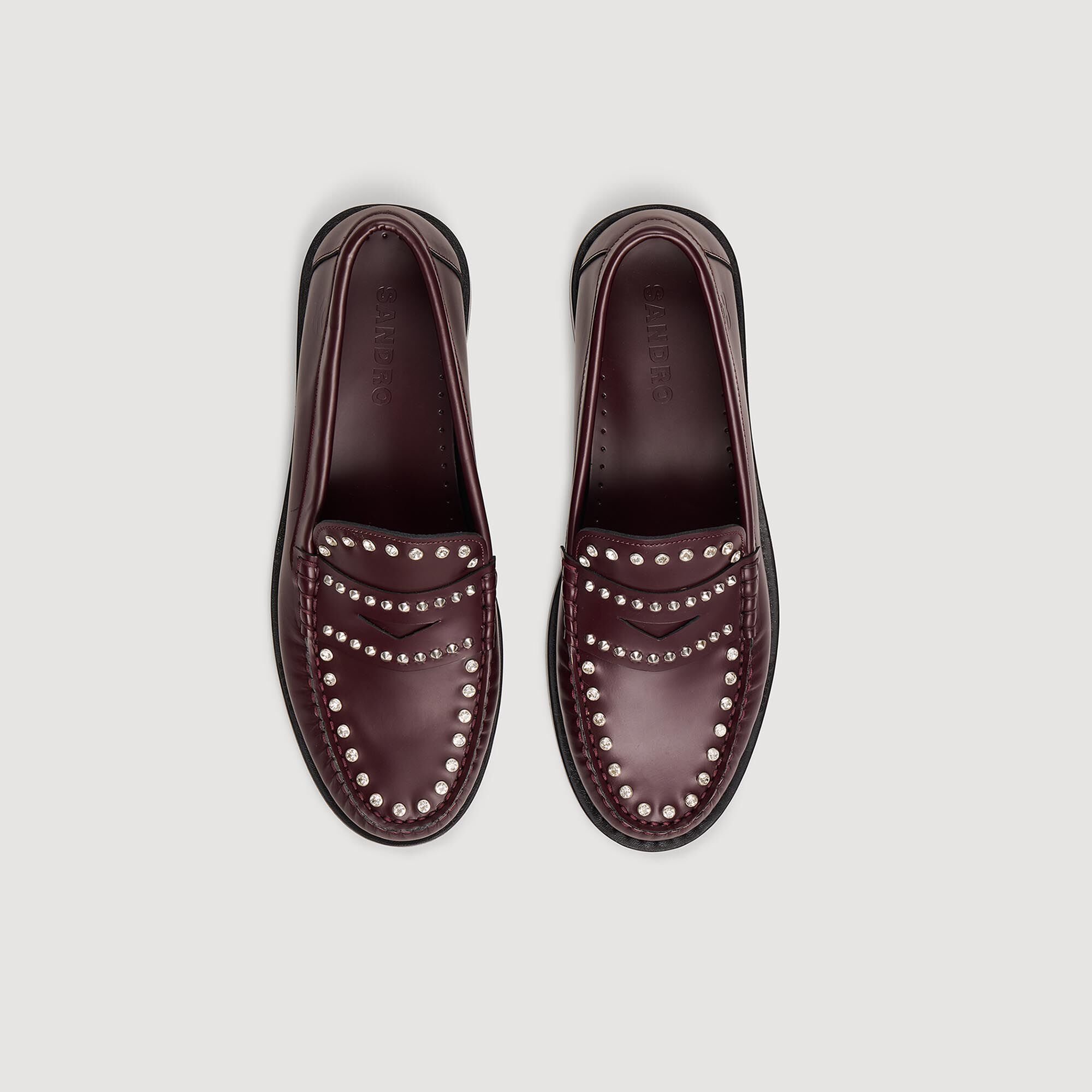 Rhinestone Studded Leather Loafers