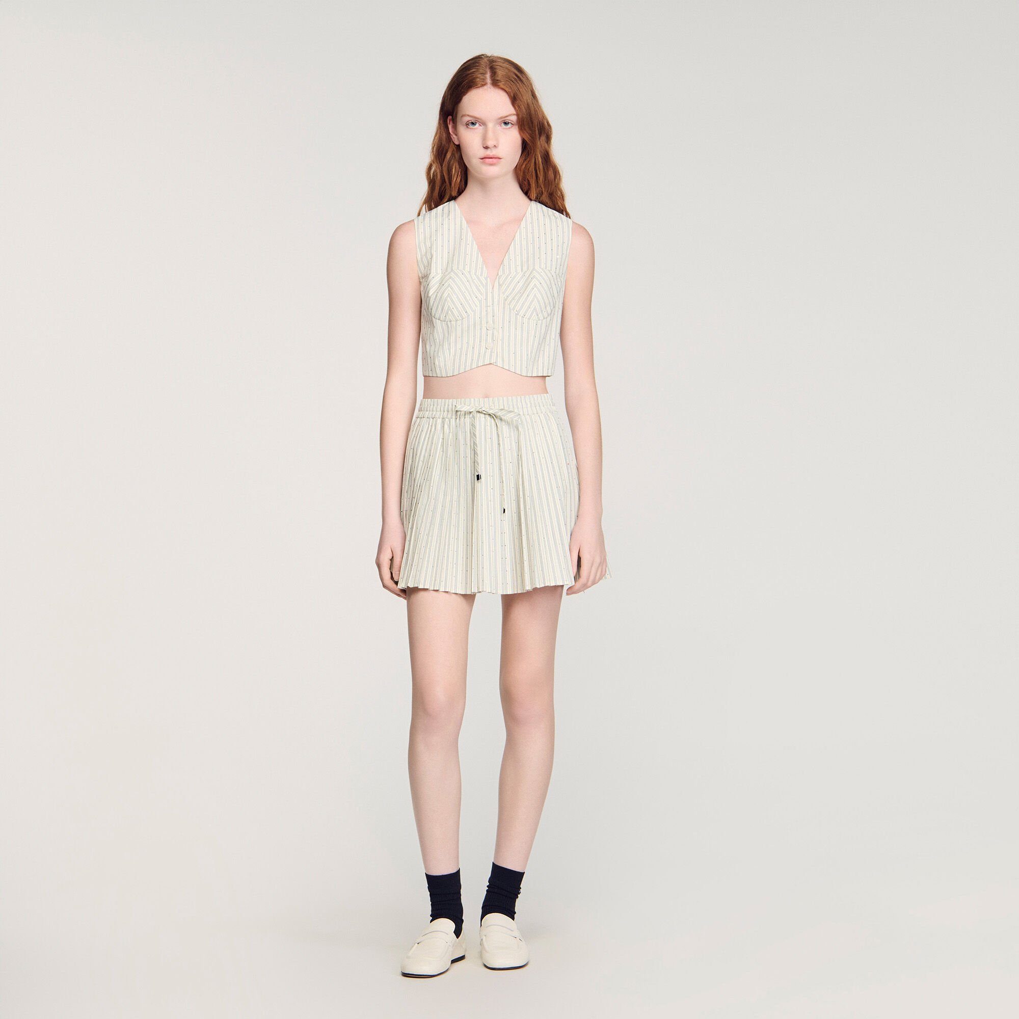 Mini rhinestone striped skirt