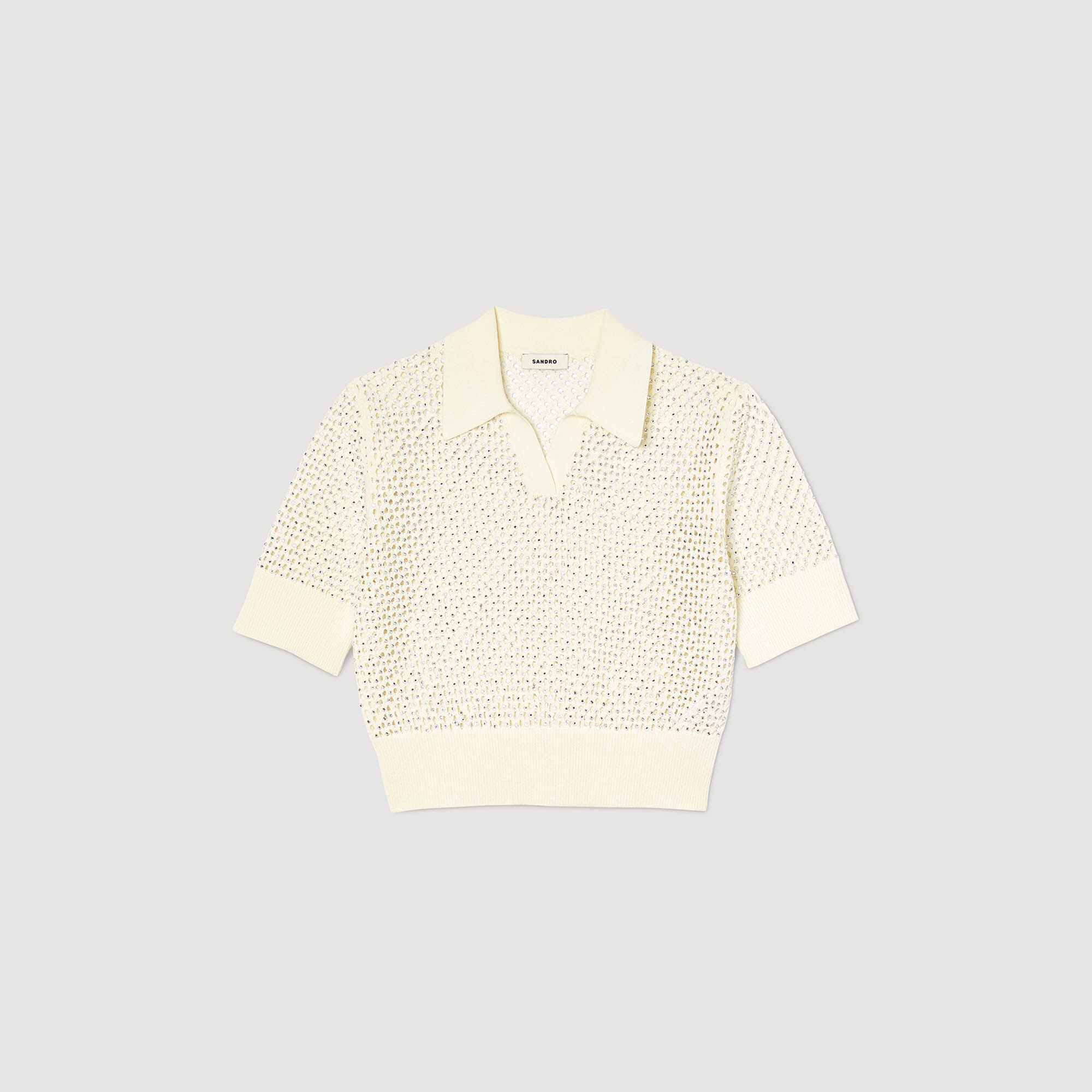 Cropped Knit Polo Sweater