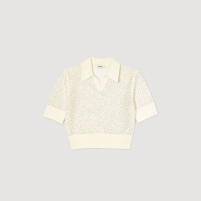 Cropped knit polo jumper