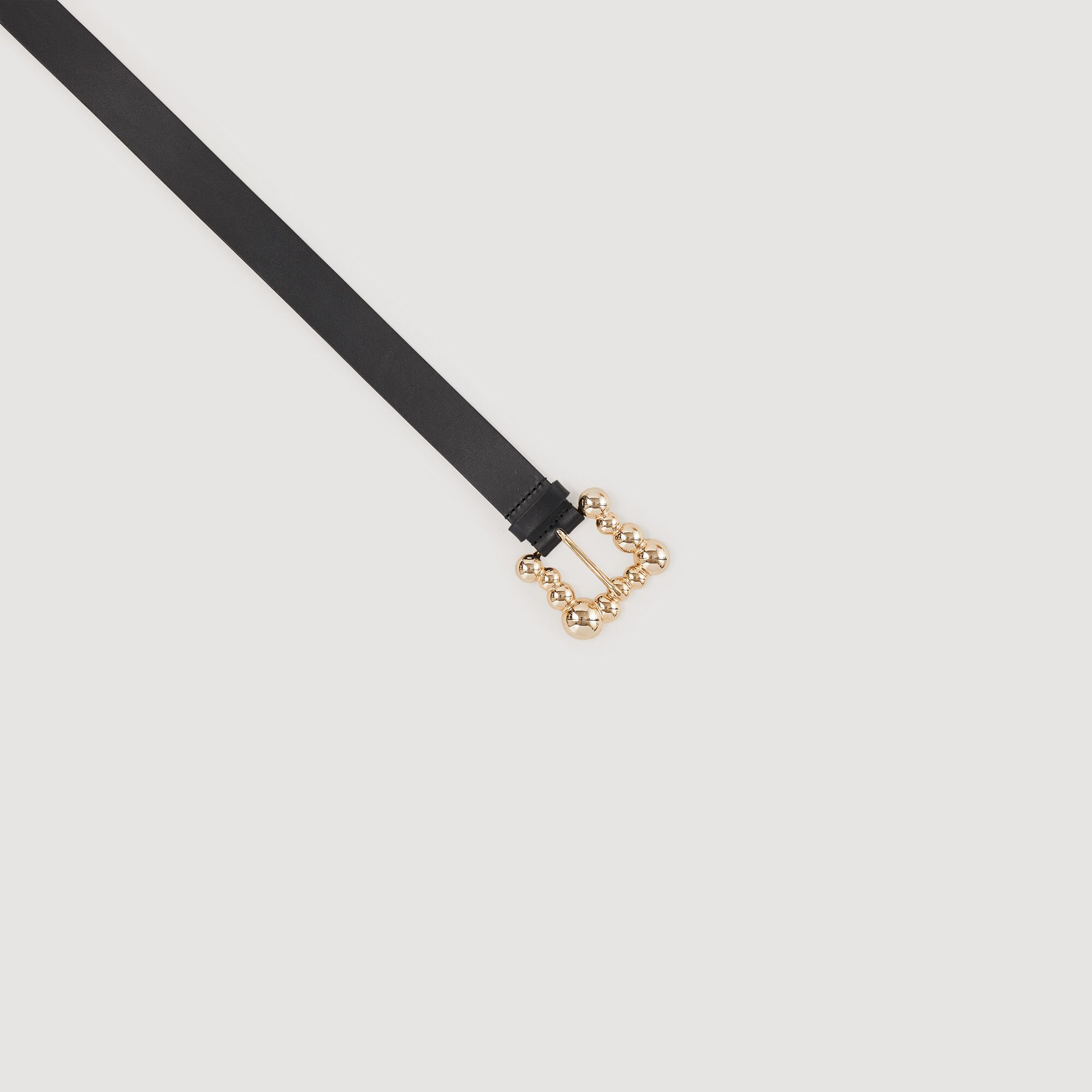 Wide leather belt with a square buckle
