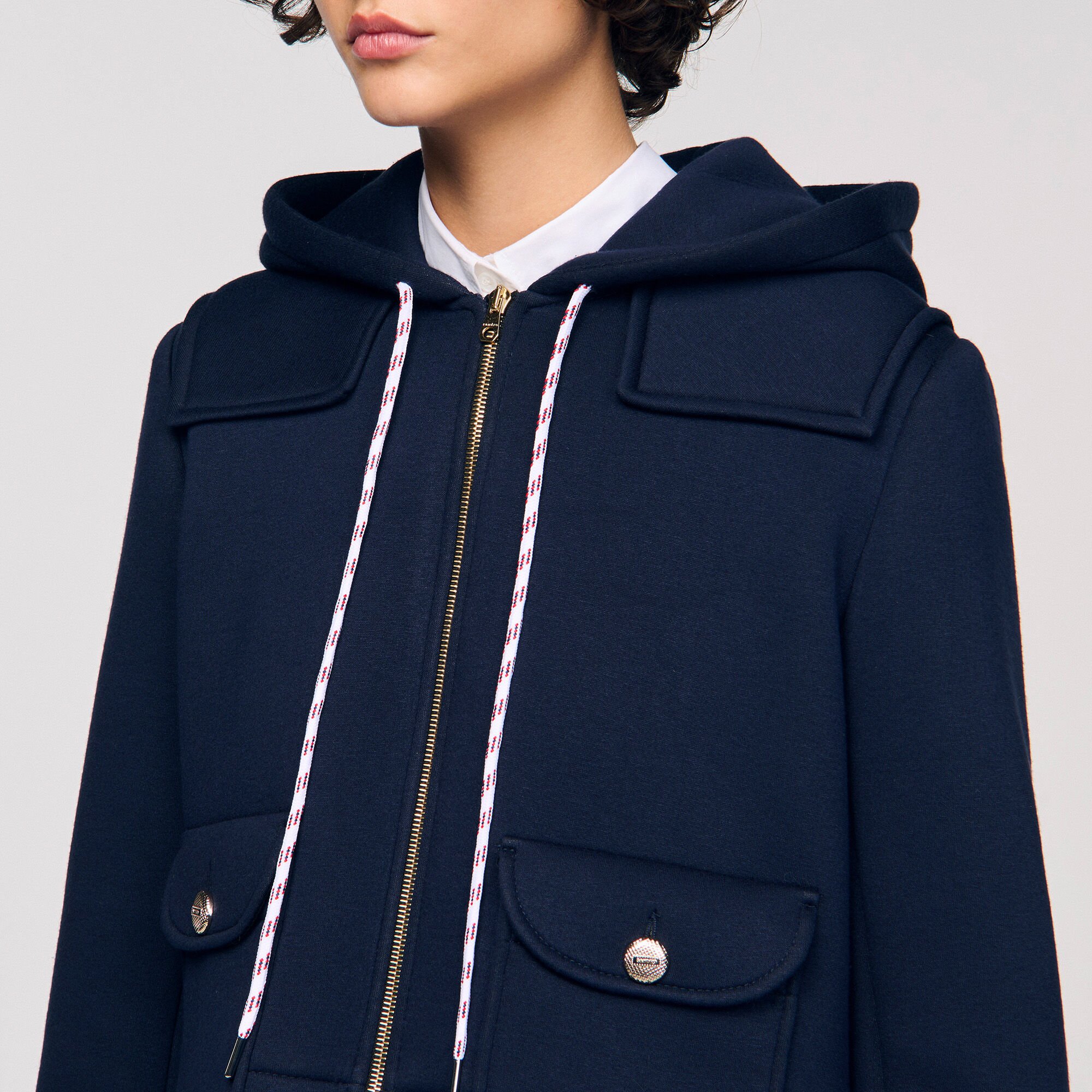 Technical hooded jacket