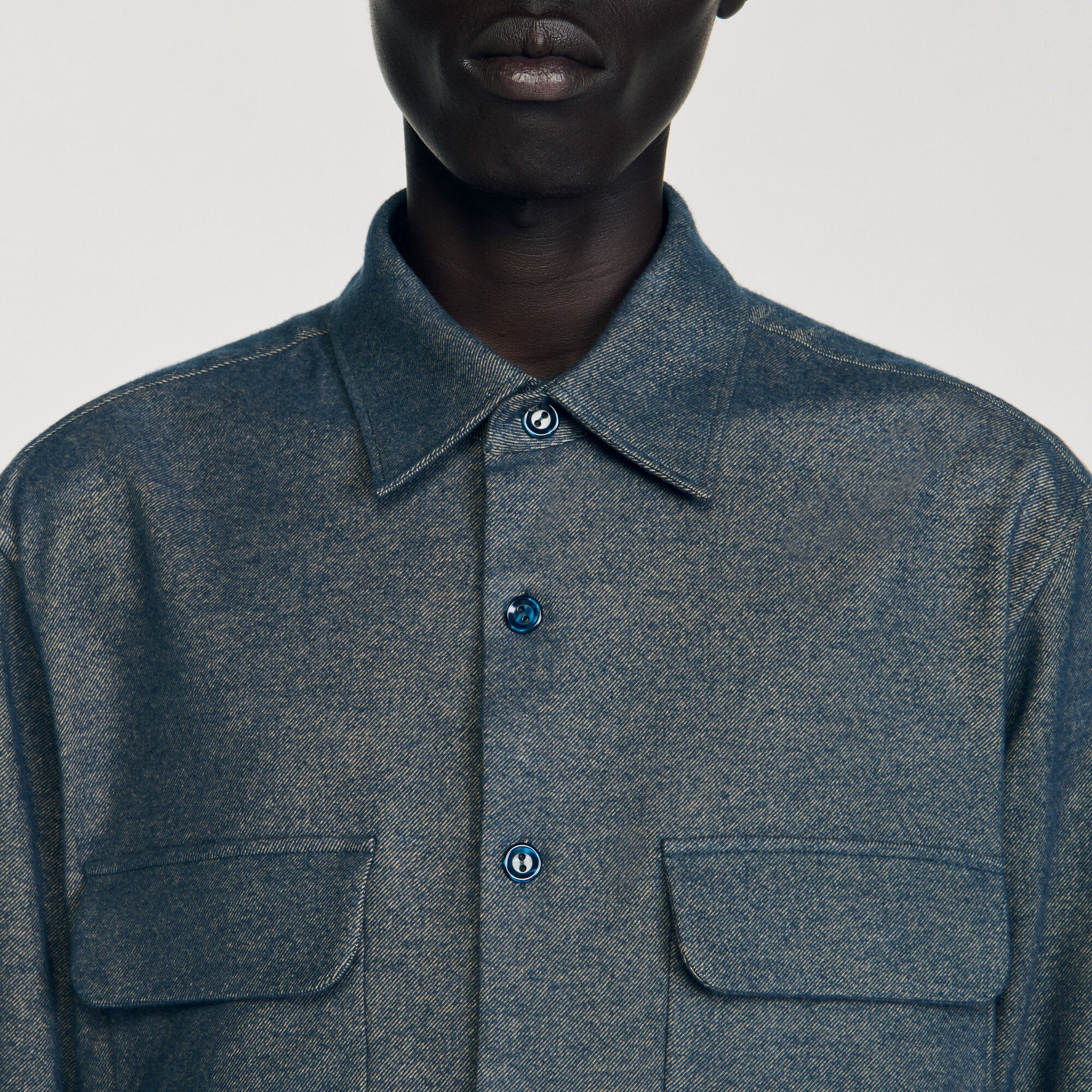 Flap pocket flannel shirt