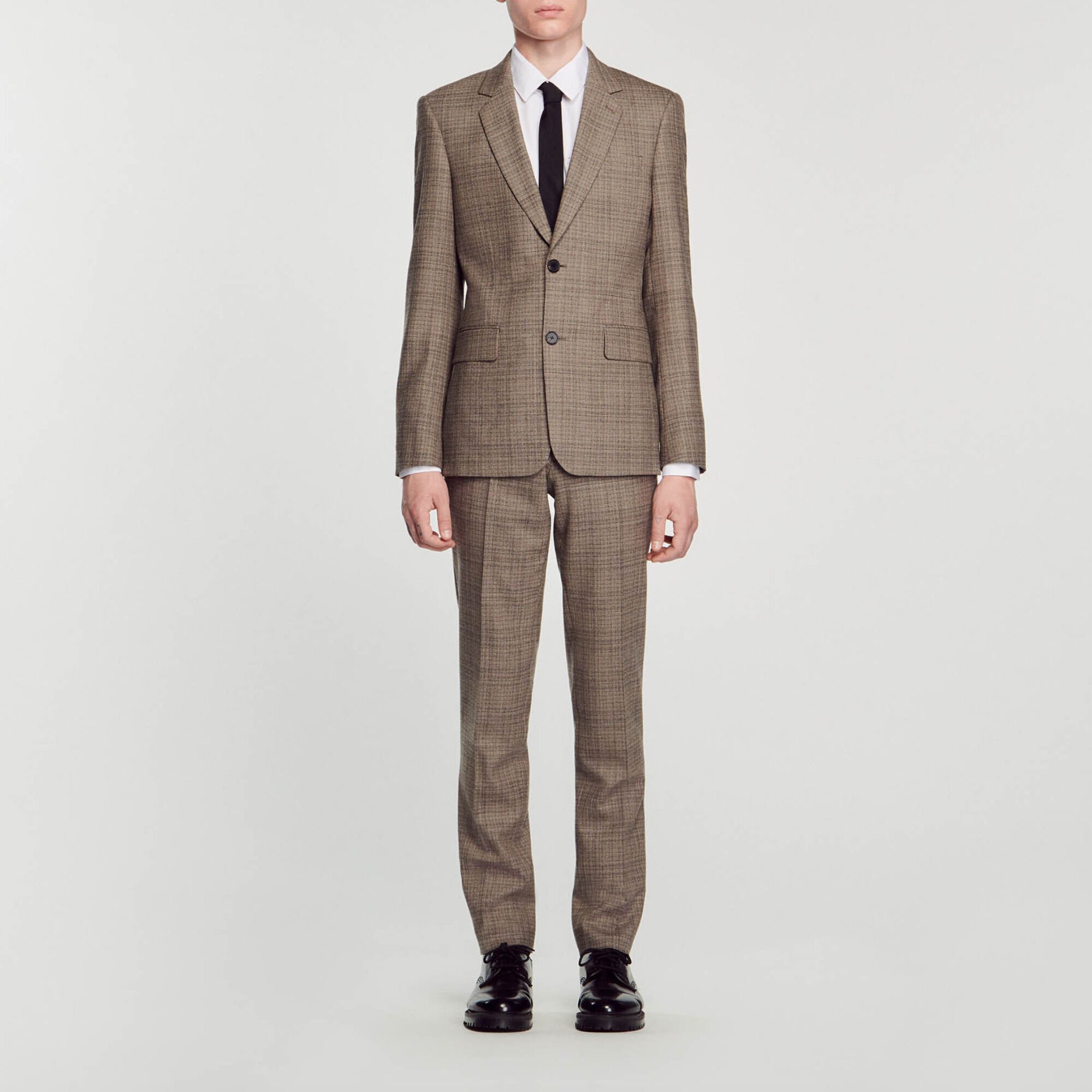 Wool checked suit jacket