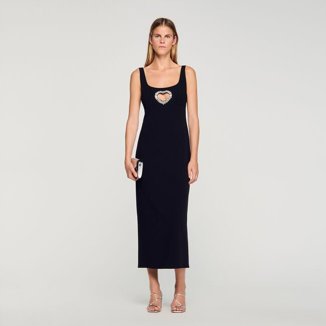 Rhinestone heart maxi dress