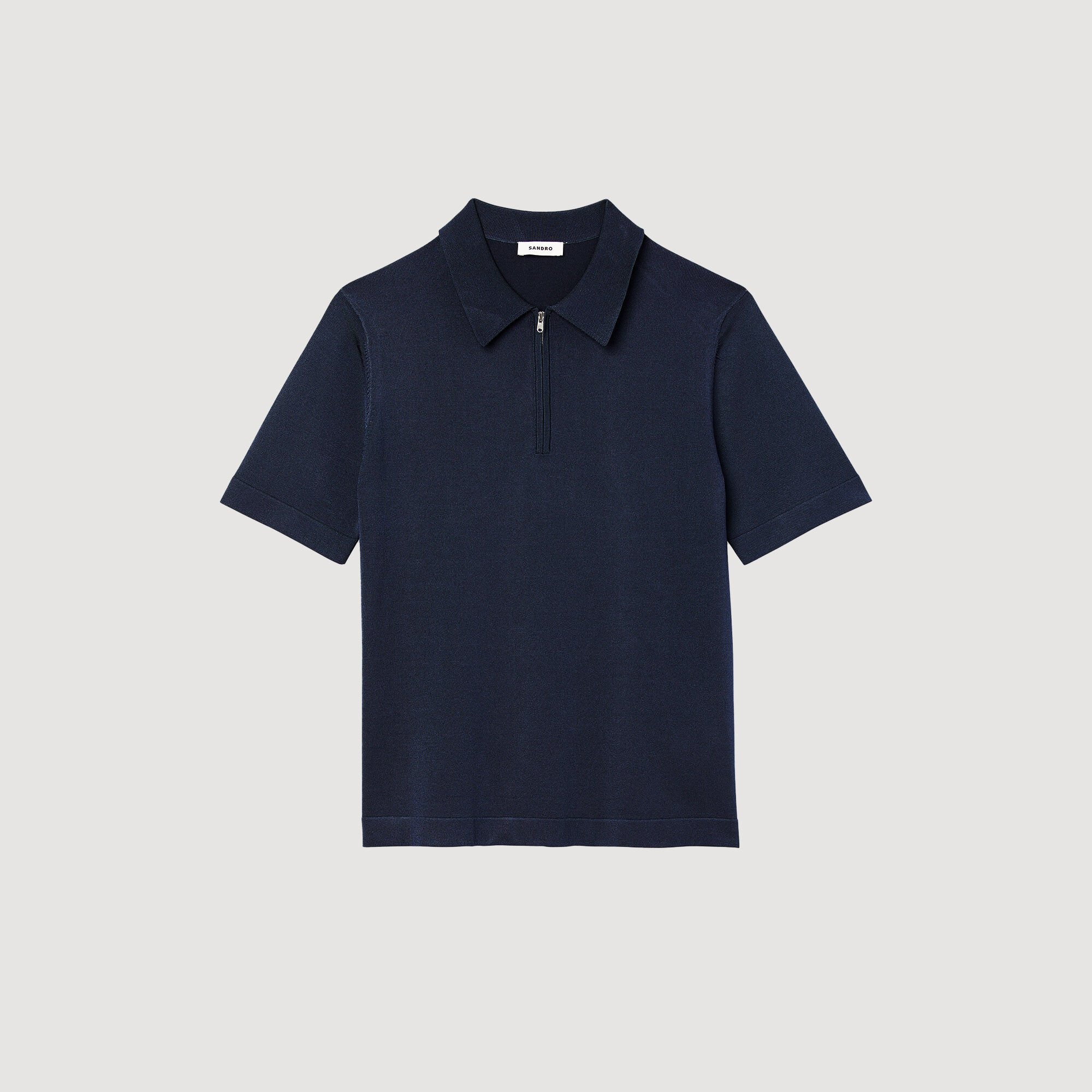 Knitted polo shirt with zip collar