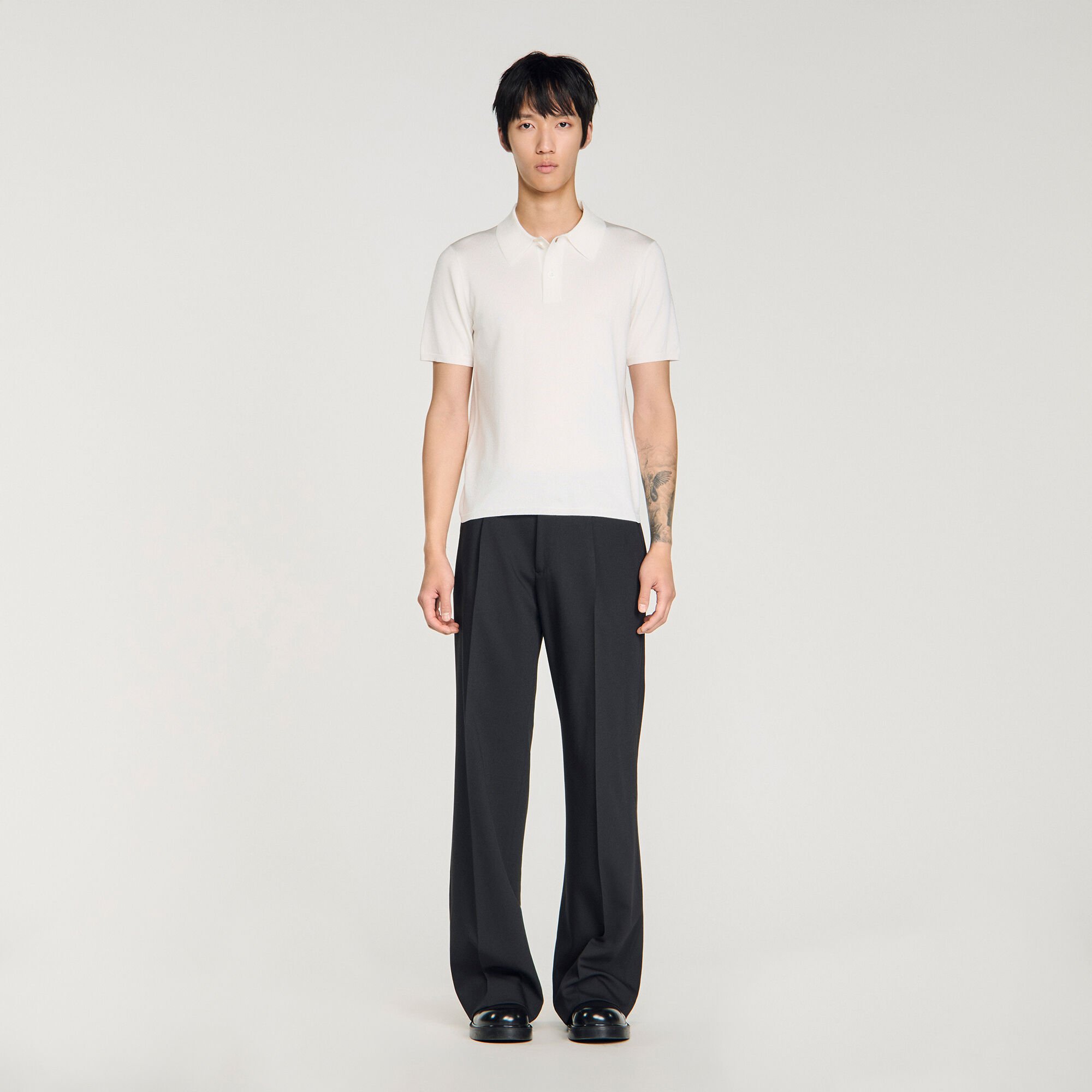 Short-sleeve knitted polo shirt