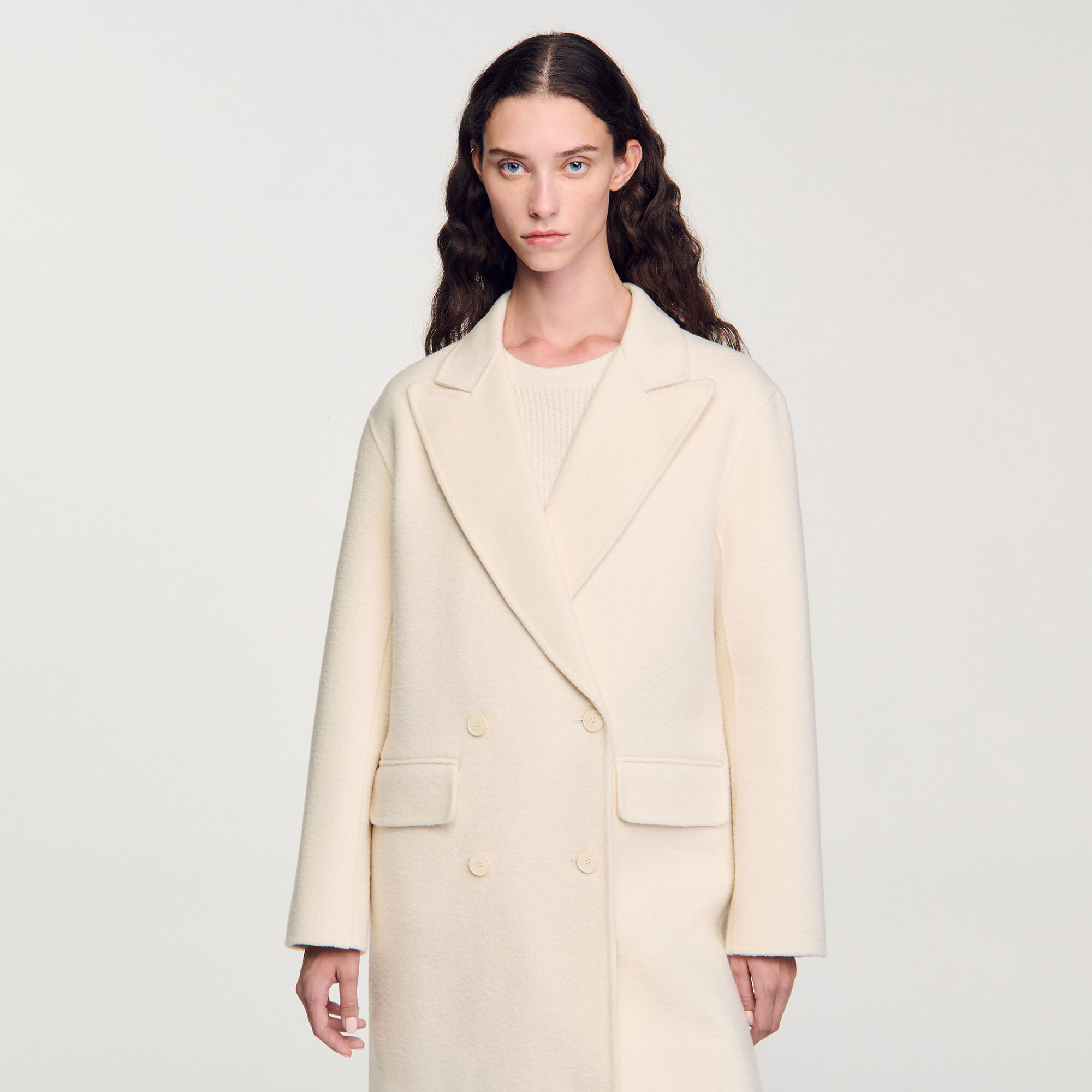 Long wool-blend coat
