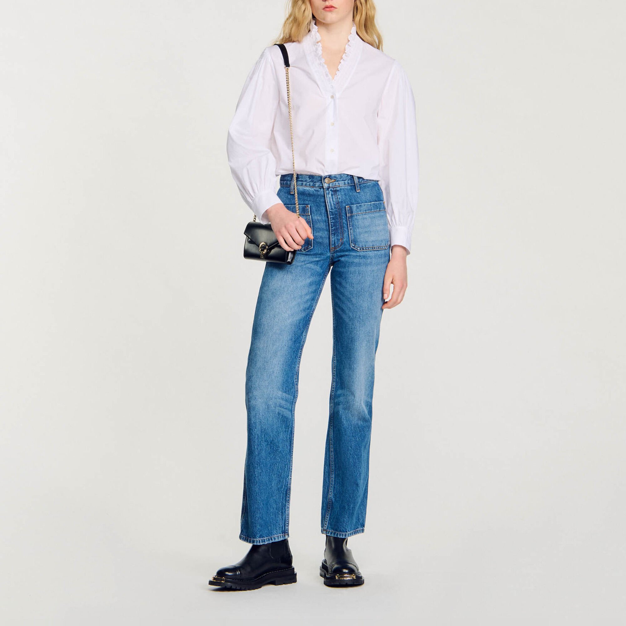 Cotton shirt with fancy collar