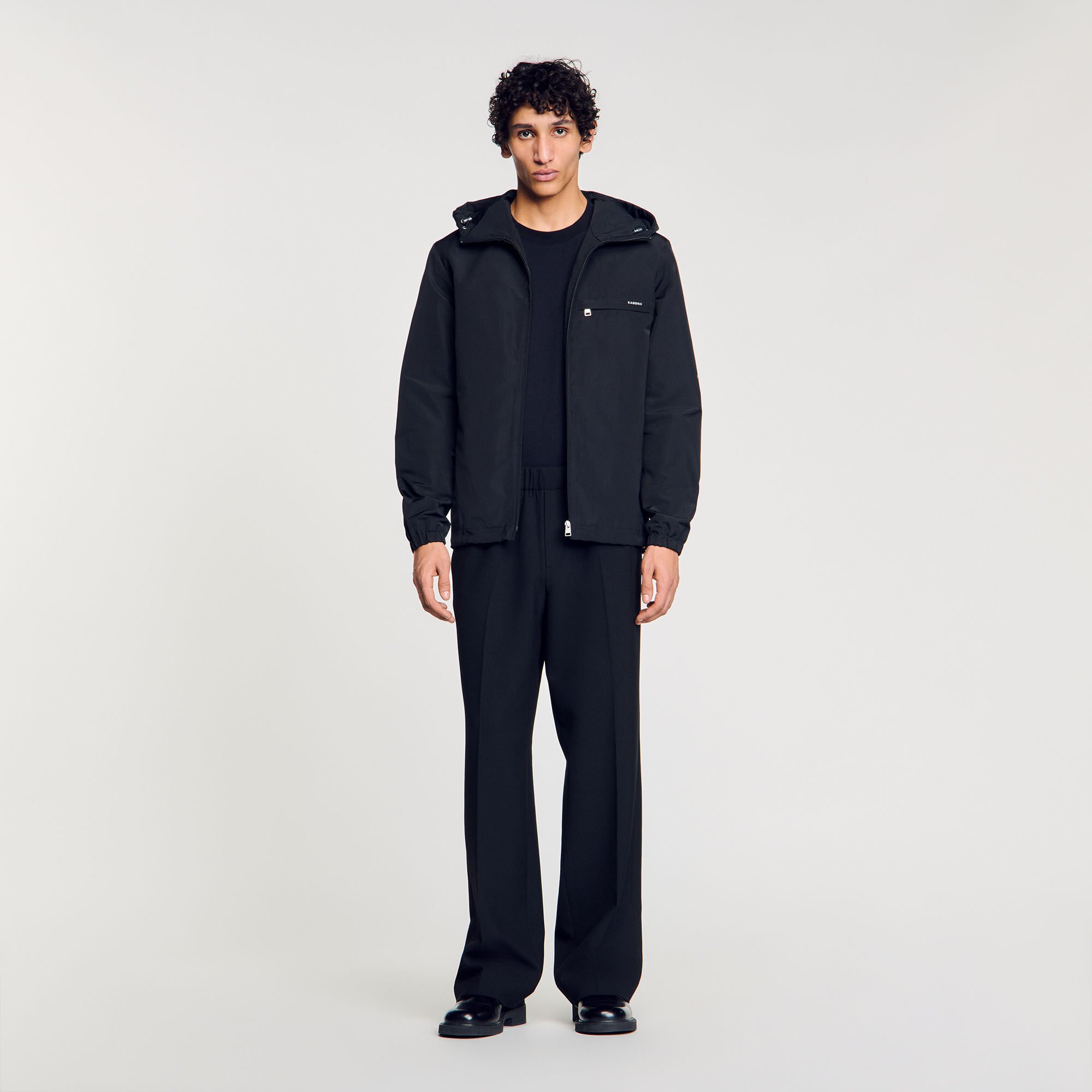 Nylon windbreaker black / gray for Men | Sandro Paris