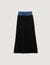 Long pleated denim skirt