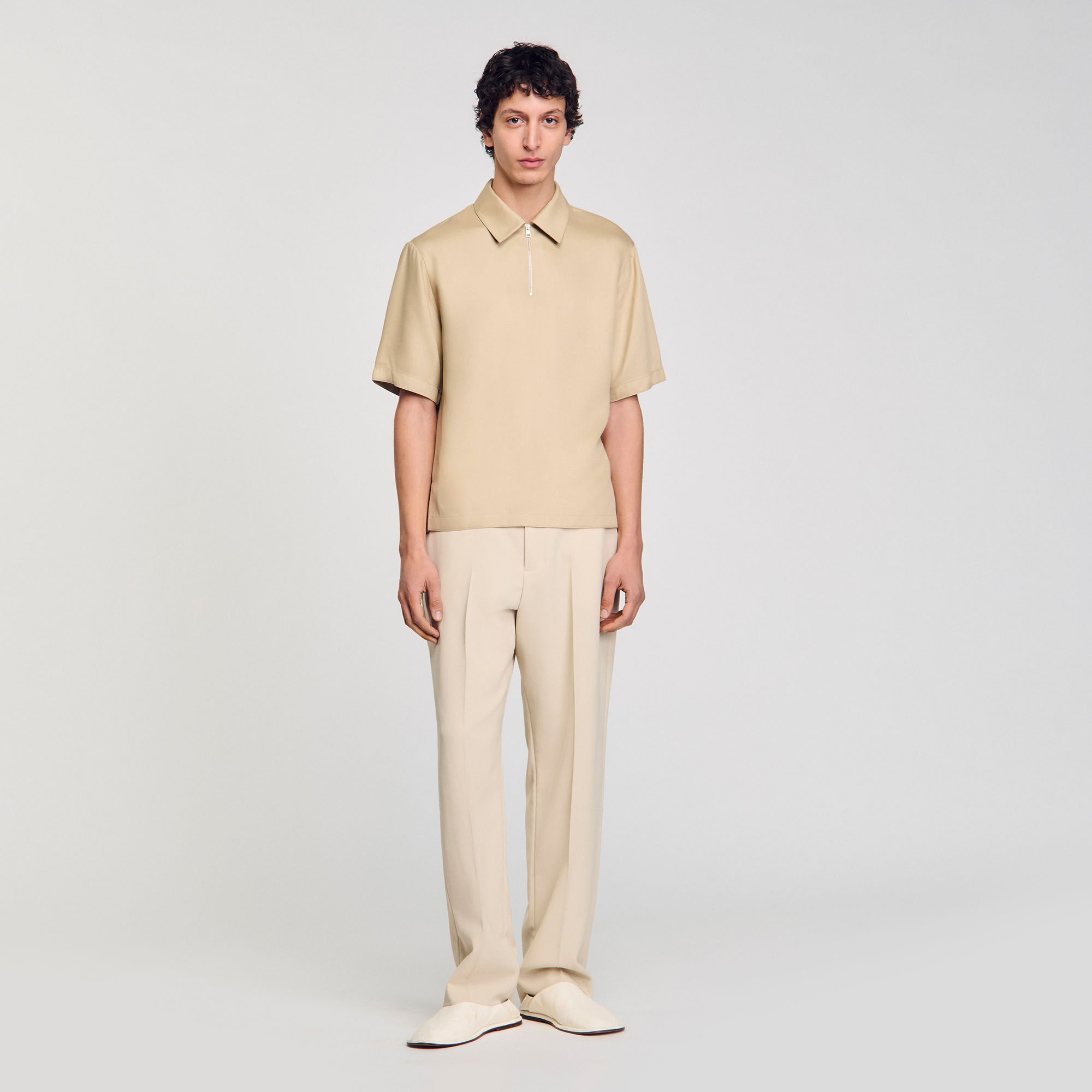 Zip-neck polo shirt