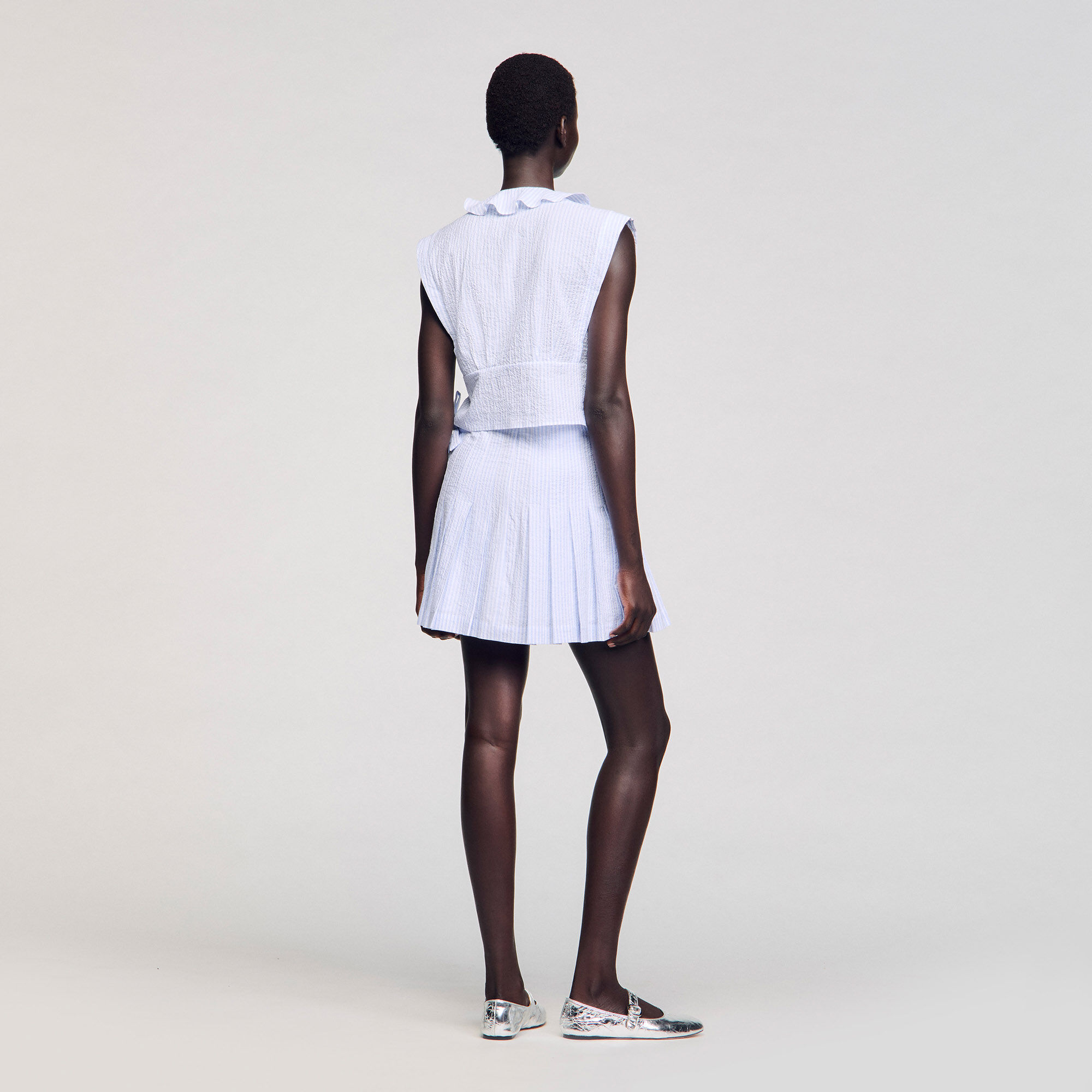 Mini striped skirt blue For Women | Sandro Paris