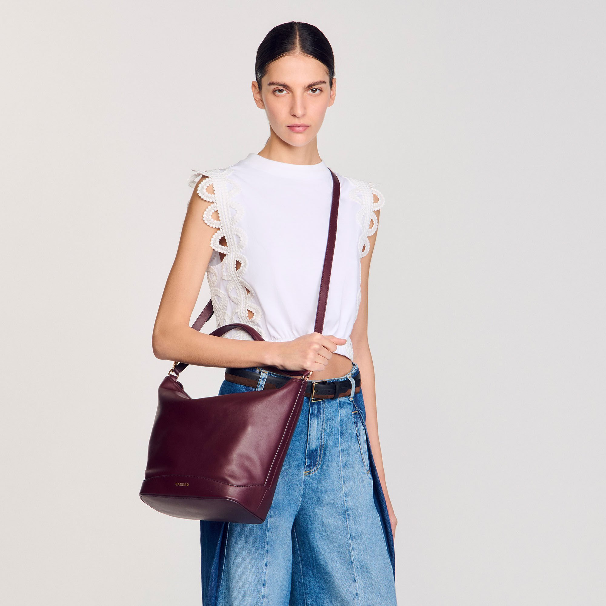 Leather bucket bag