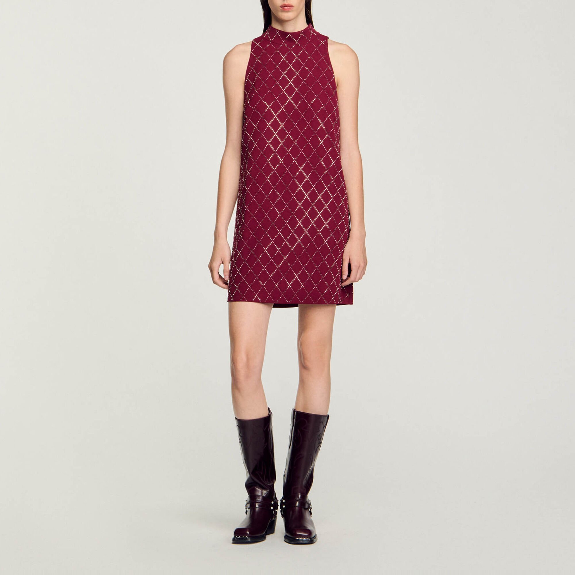 Studded diamond short dress