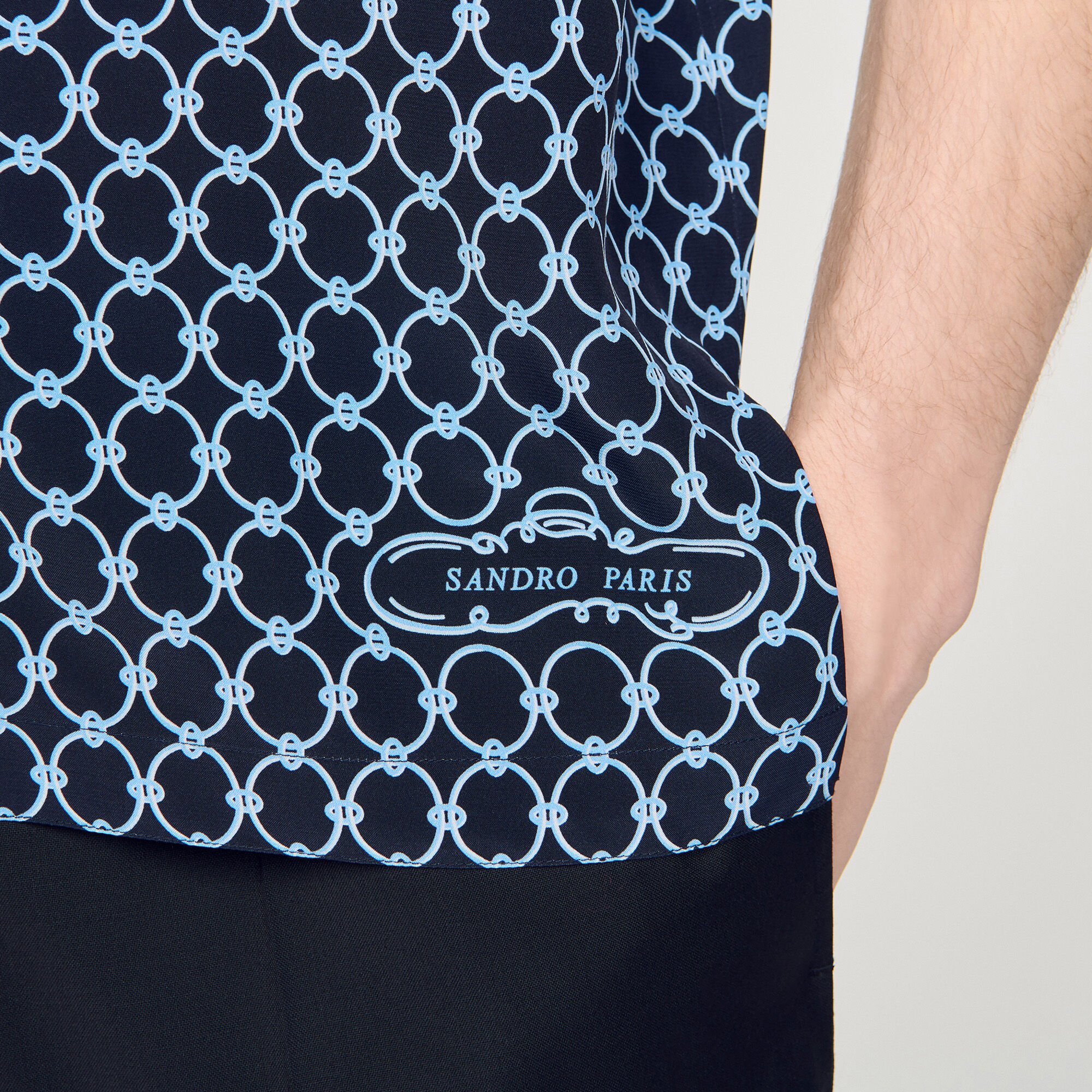 Link print loose-fit shirt blue for Men | Sandro Paris