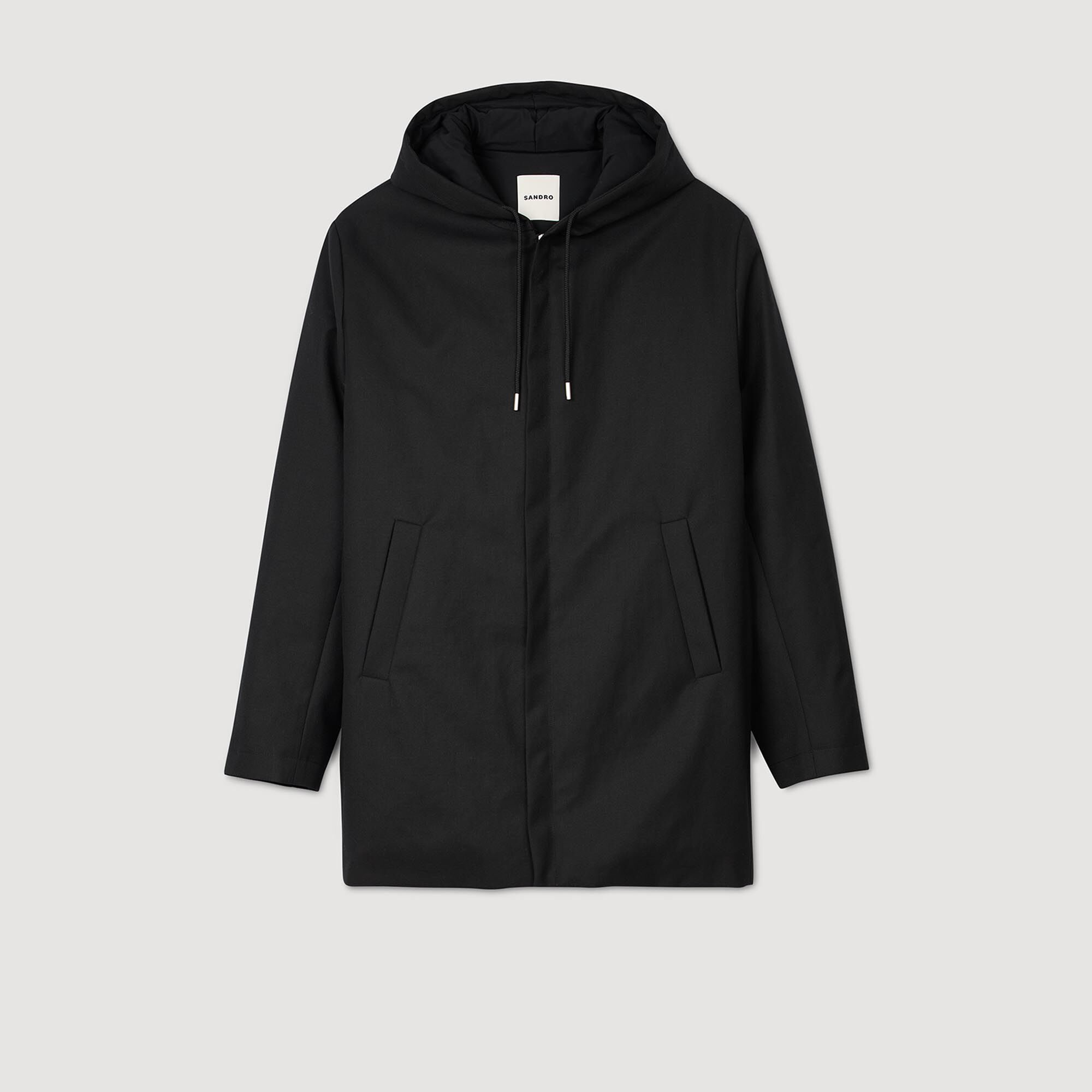 Hooded parka with zip black / gray for Men | Sandro Paris